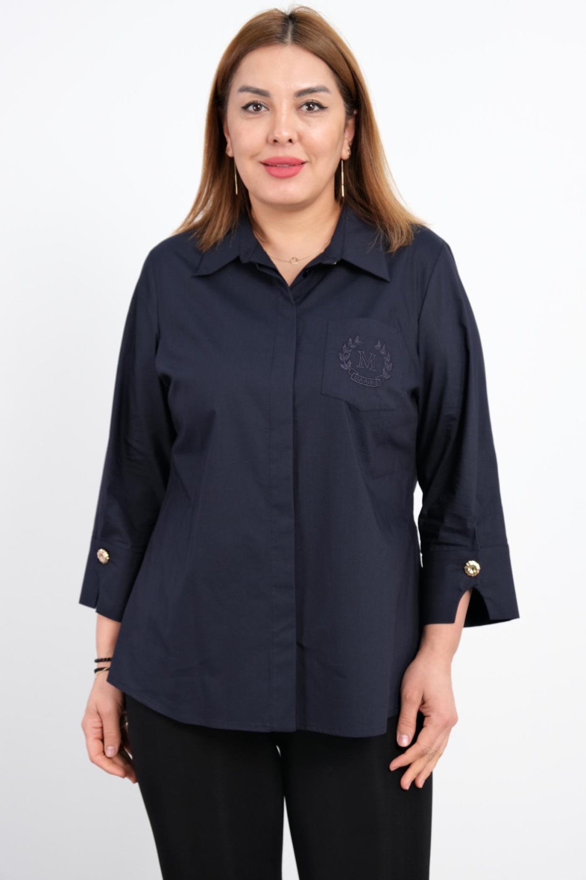 Plus Size Shirt-Dark Blue