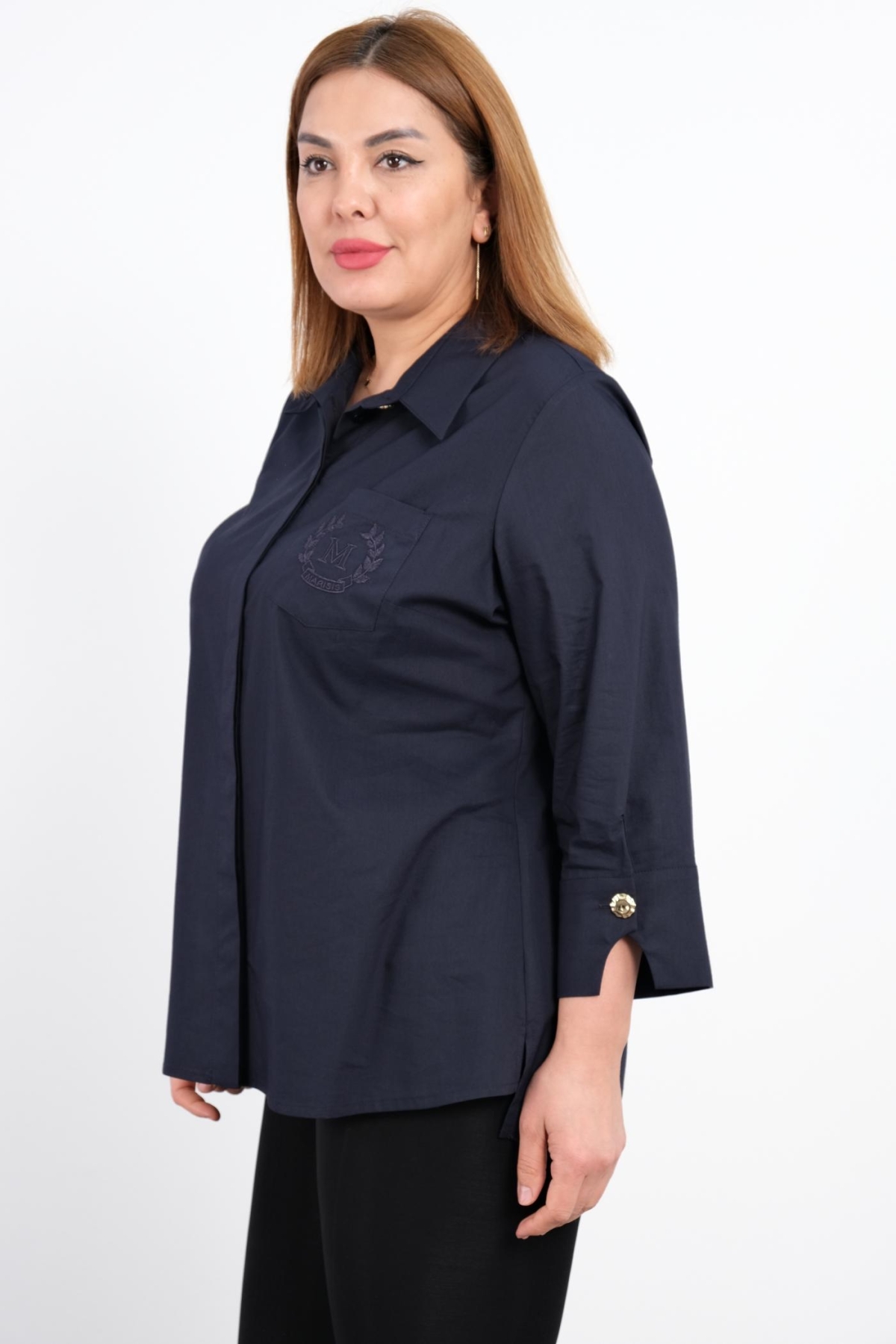 Plus Size Shirt-Dark Blue