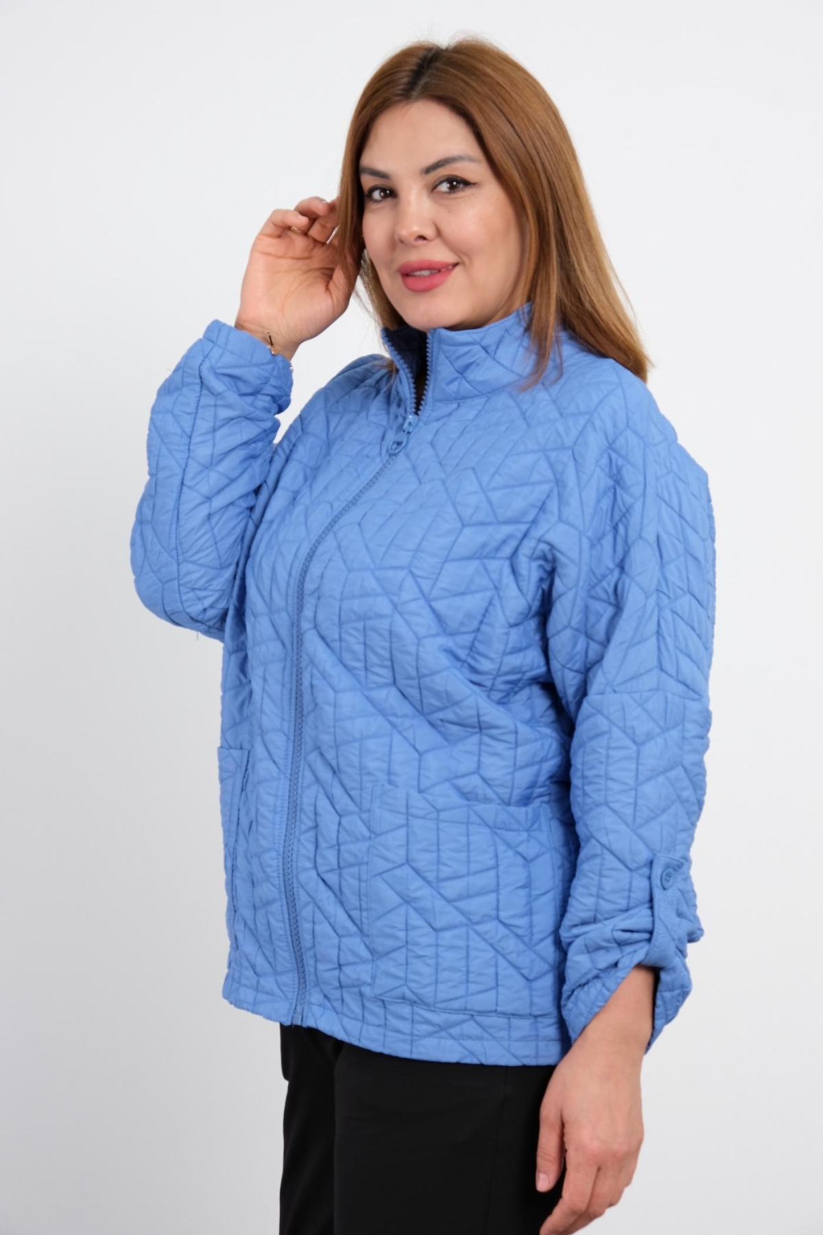 Plus Size Short Sport Jacket-Indigo