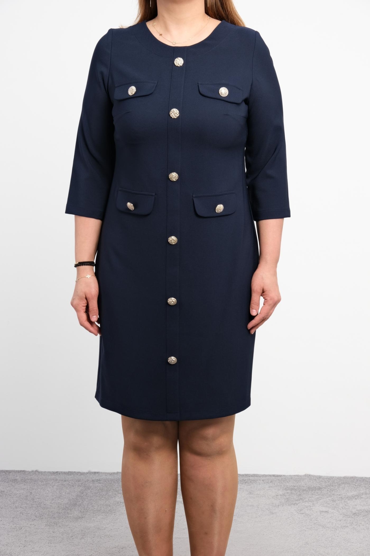 Plus Size Dress-Dark Blue