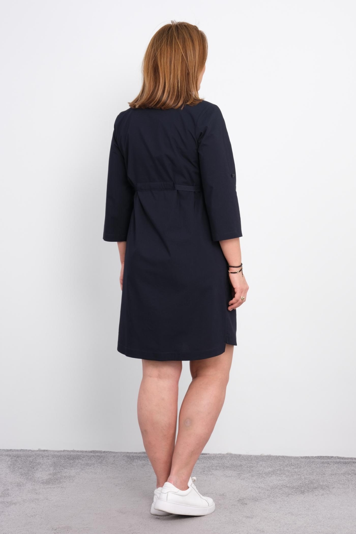 Casual Plus Size Dress-Dark Blue