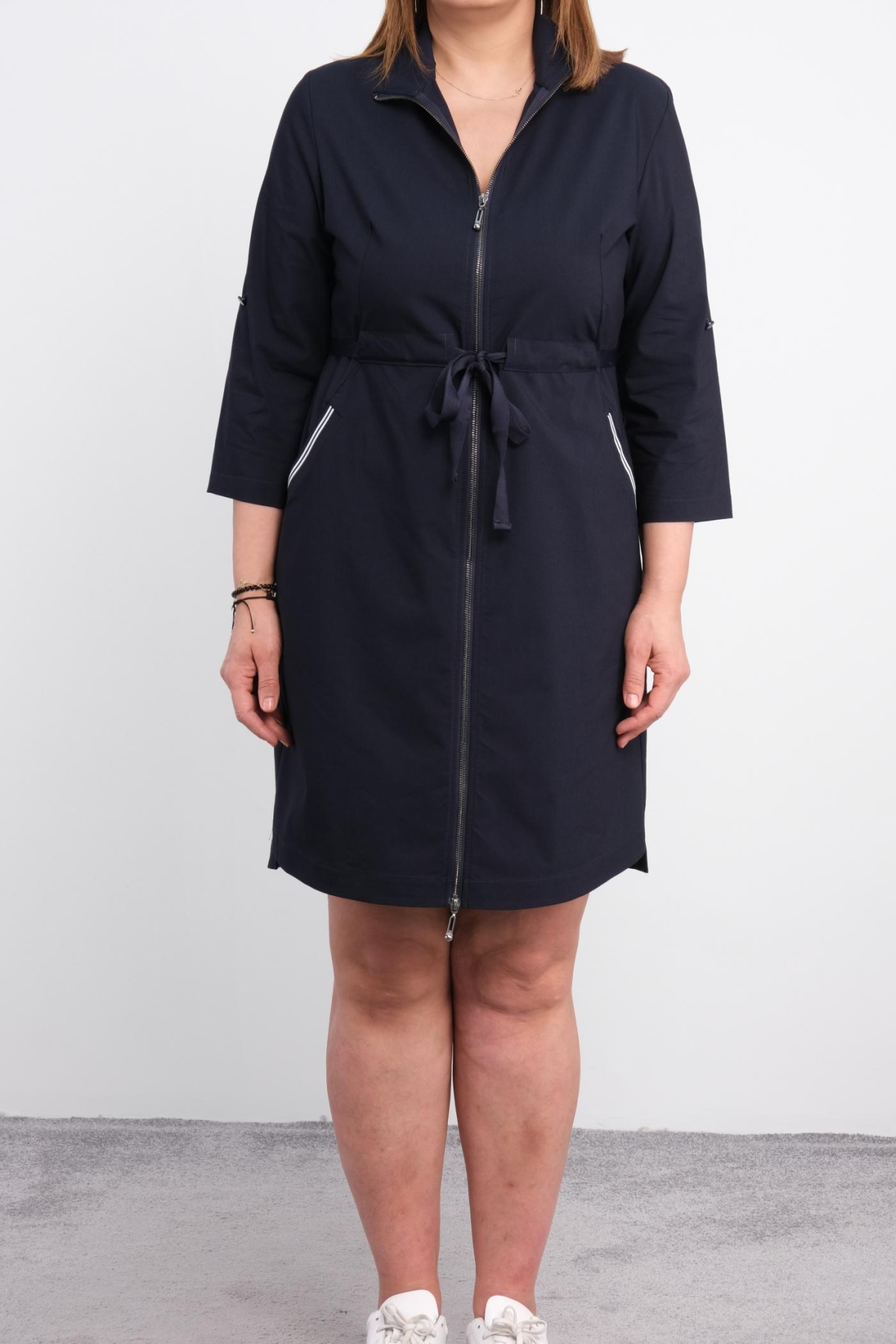 Casual Plus Size Dress-Dark Blue