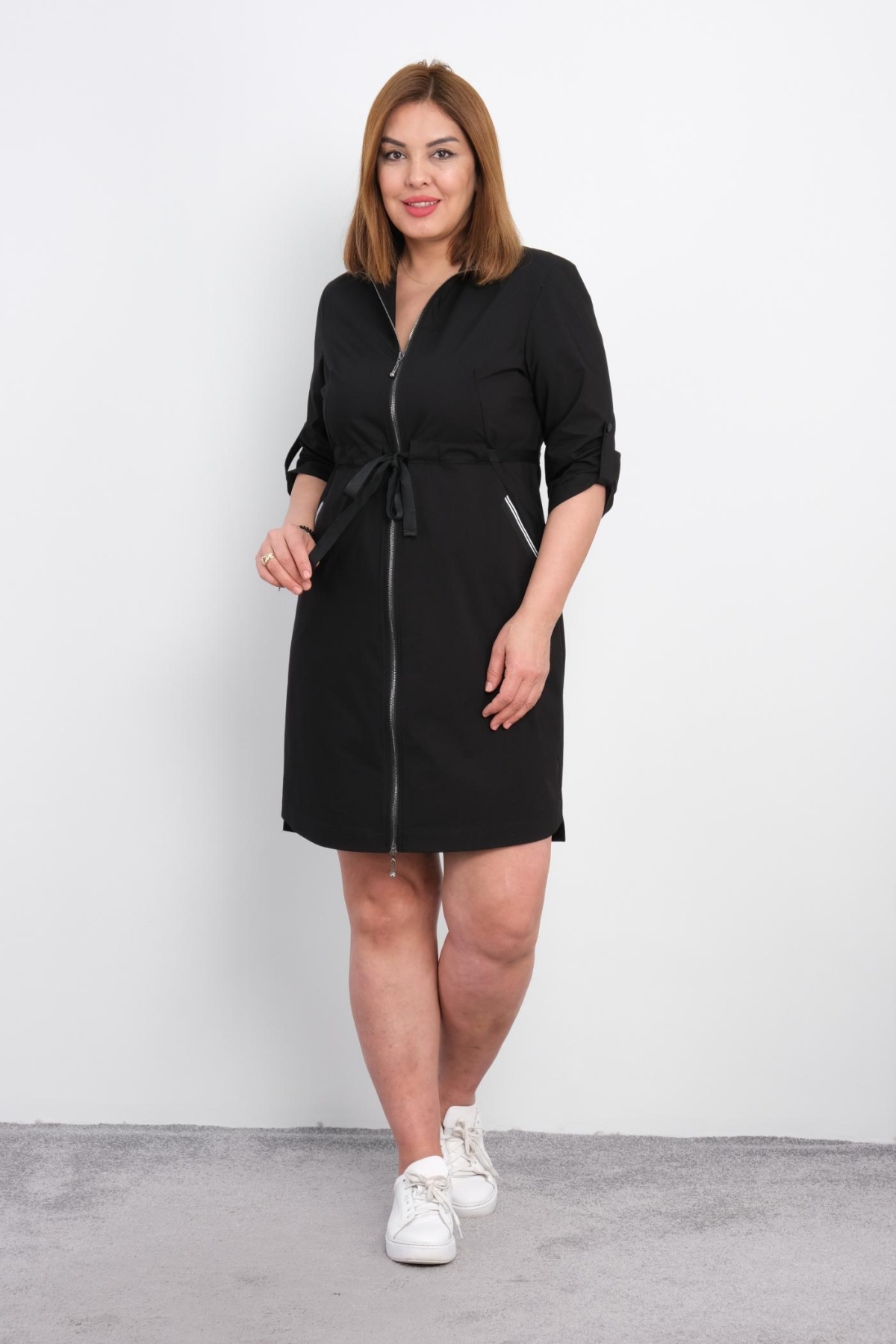 Casual Plus Size Dress-Black