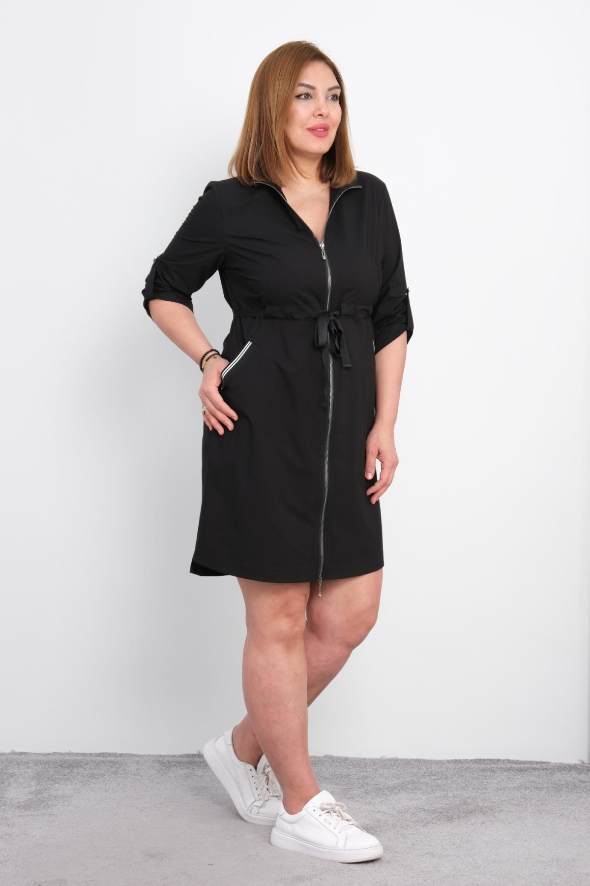 Casual Plus Size Dress-Black