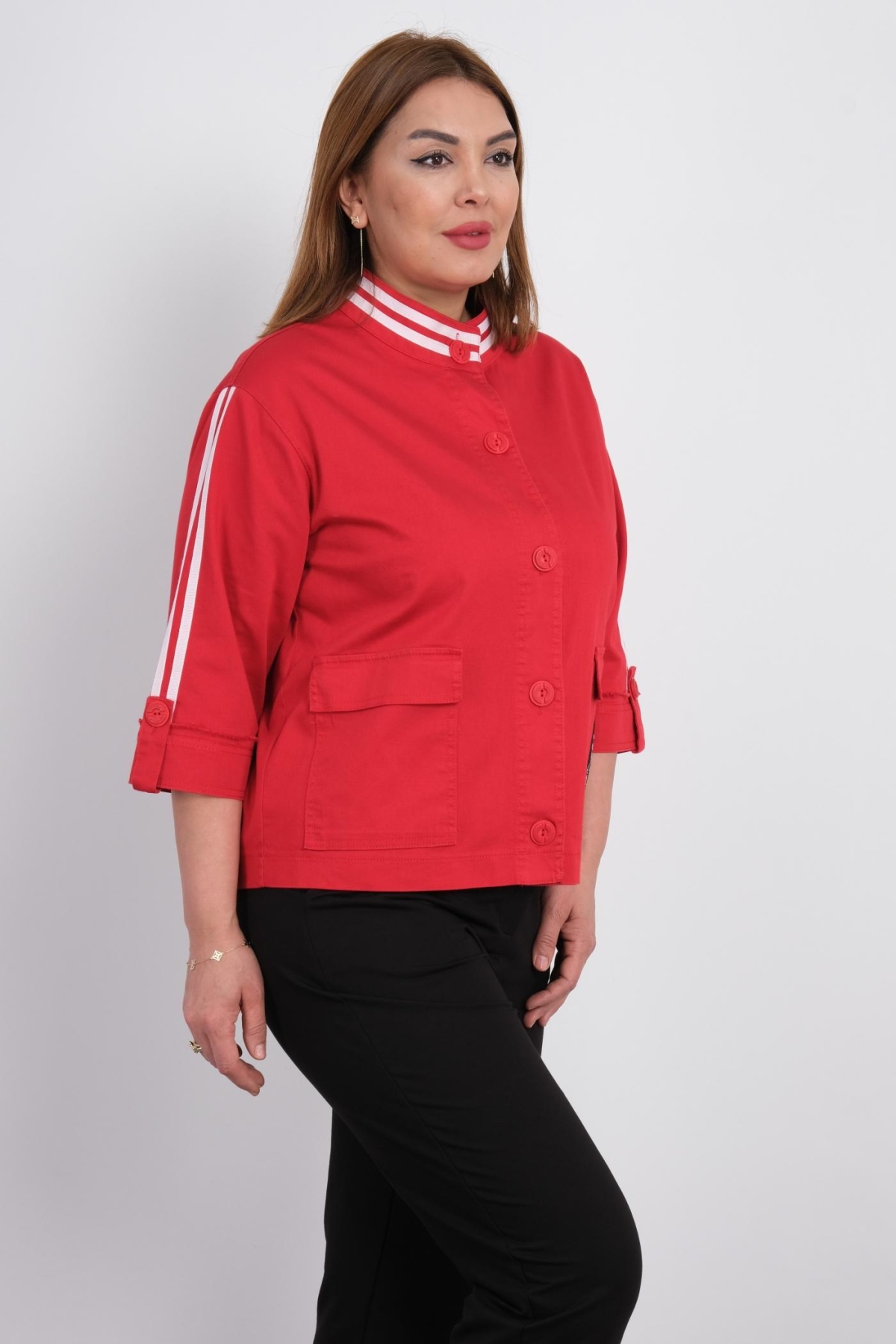 Plus Size Coat-Red