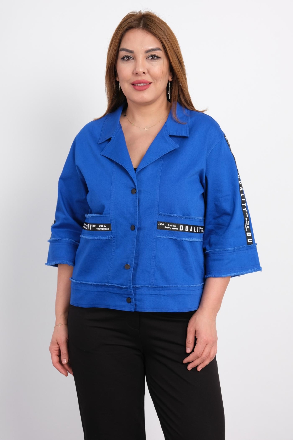 Plus Size Coat-Bright Blue