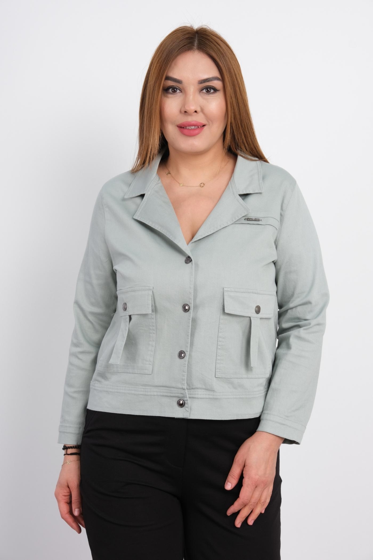 Plus Size Jacket-Petrol Green