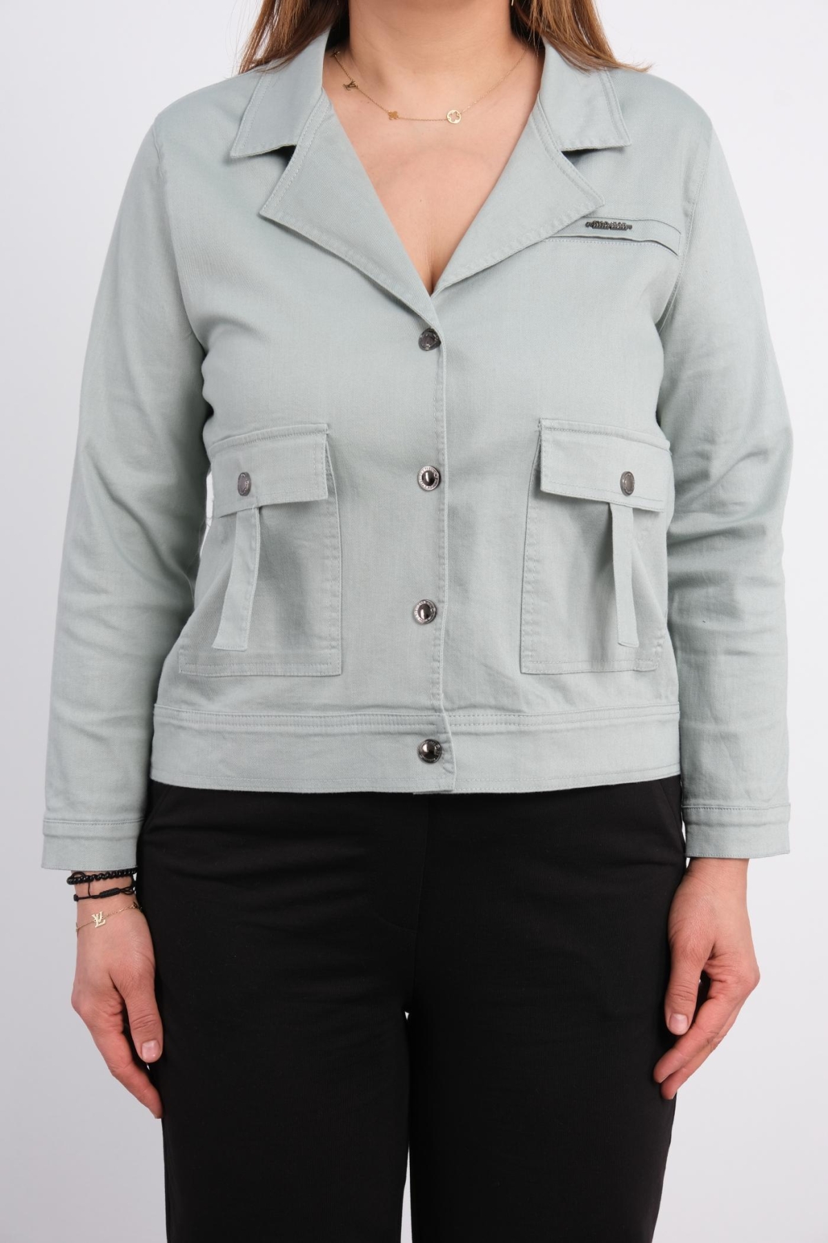 Plus Size Jacket-Petrol Green