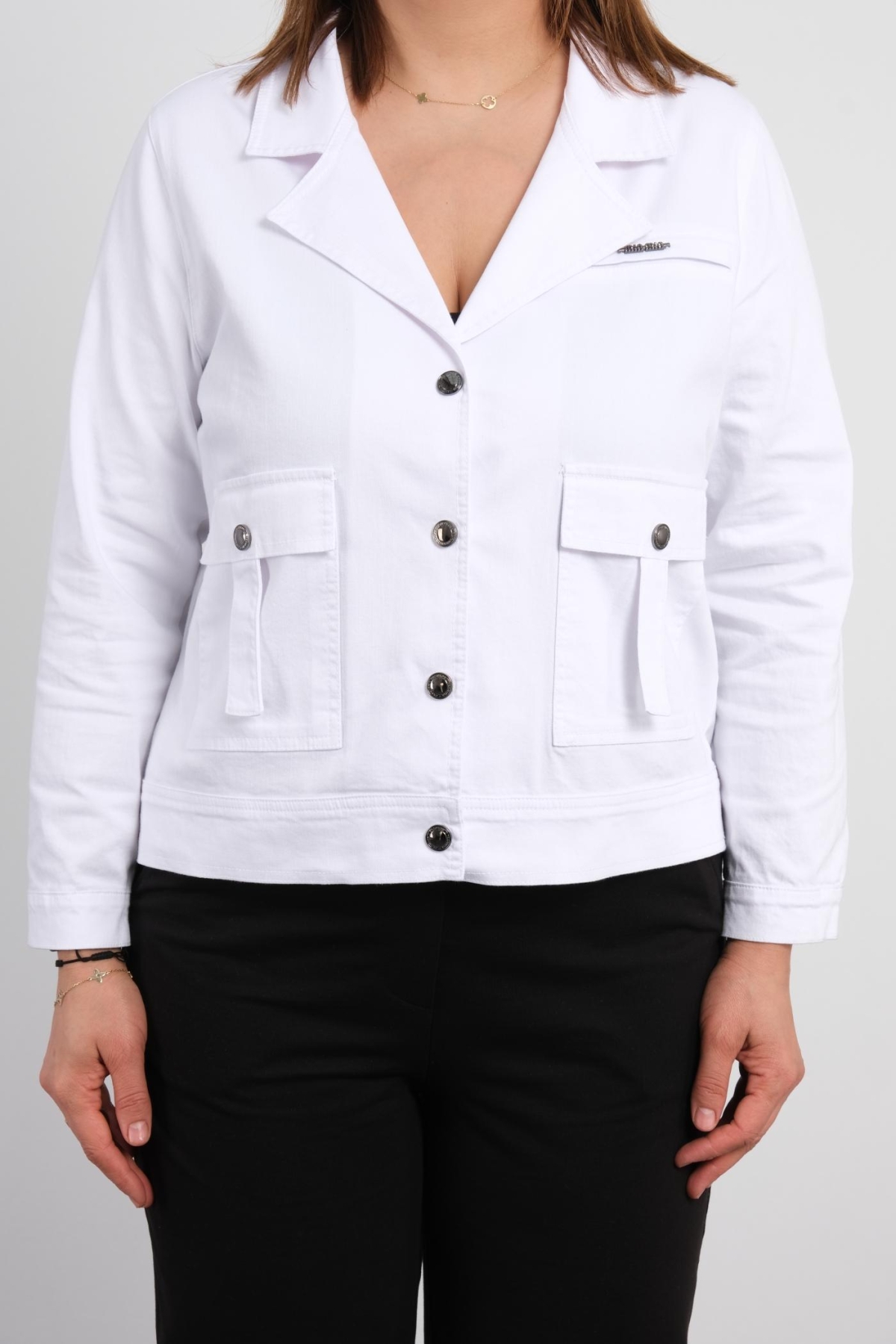 Plus Size Short Sport Jacket-White