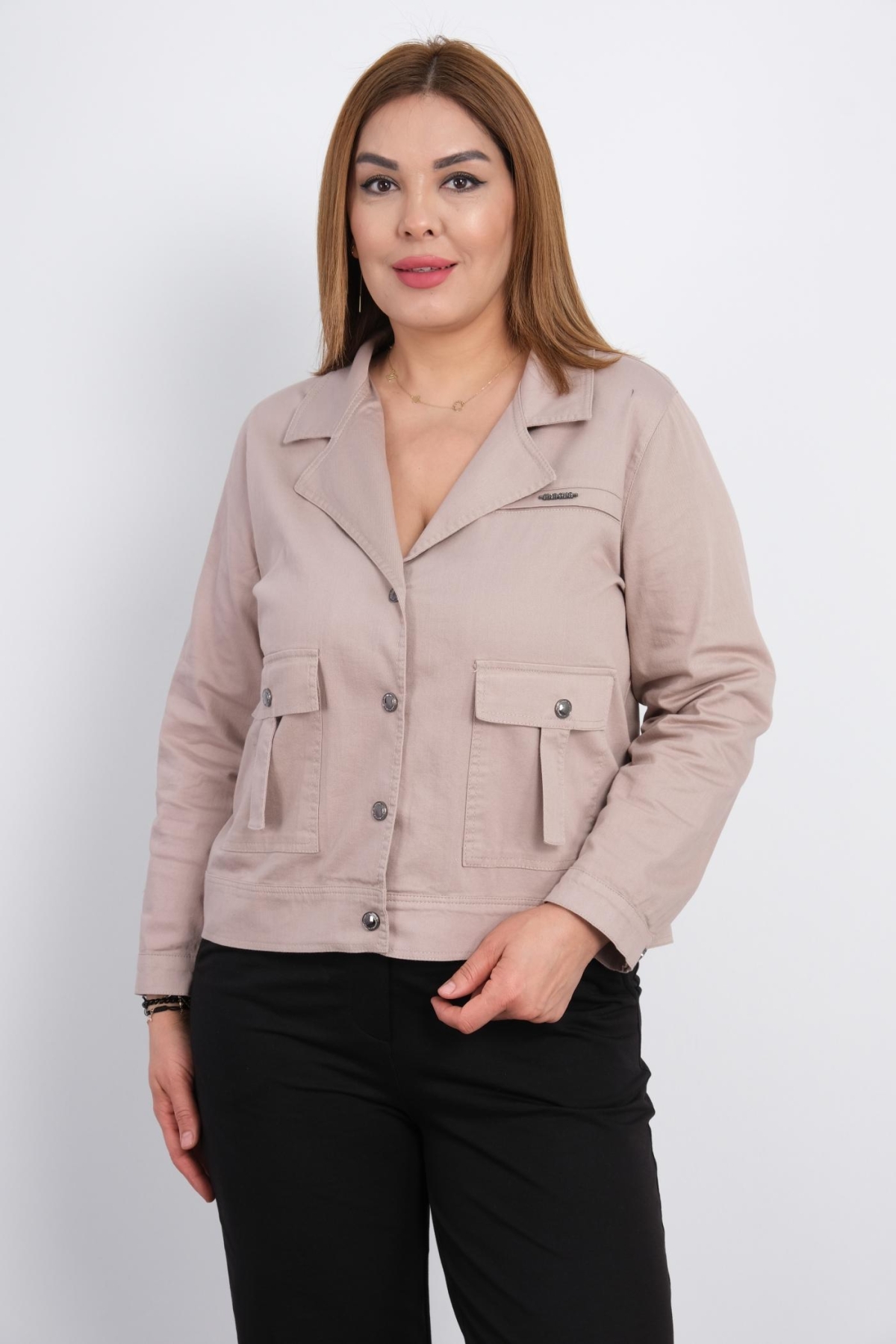 Plus Size Short Sport Jacket-Mink