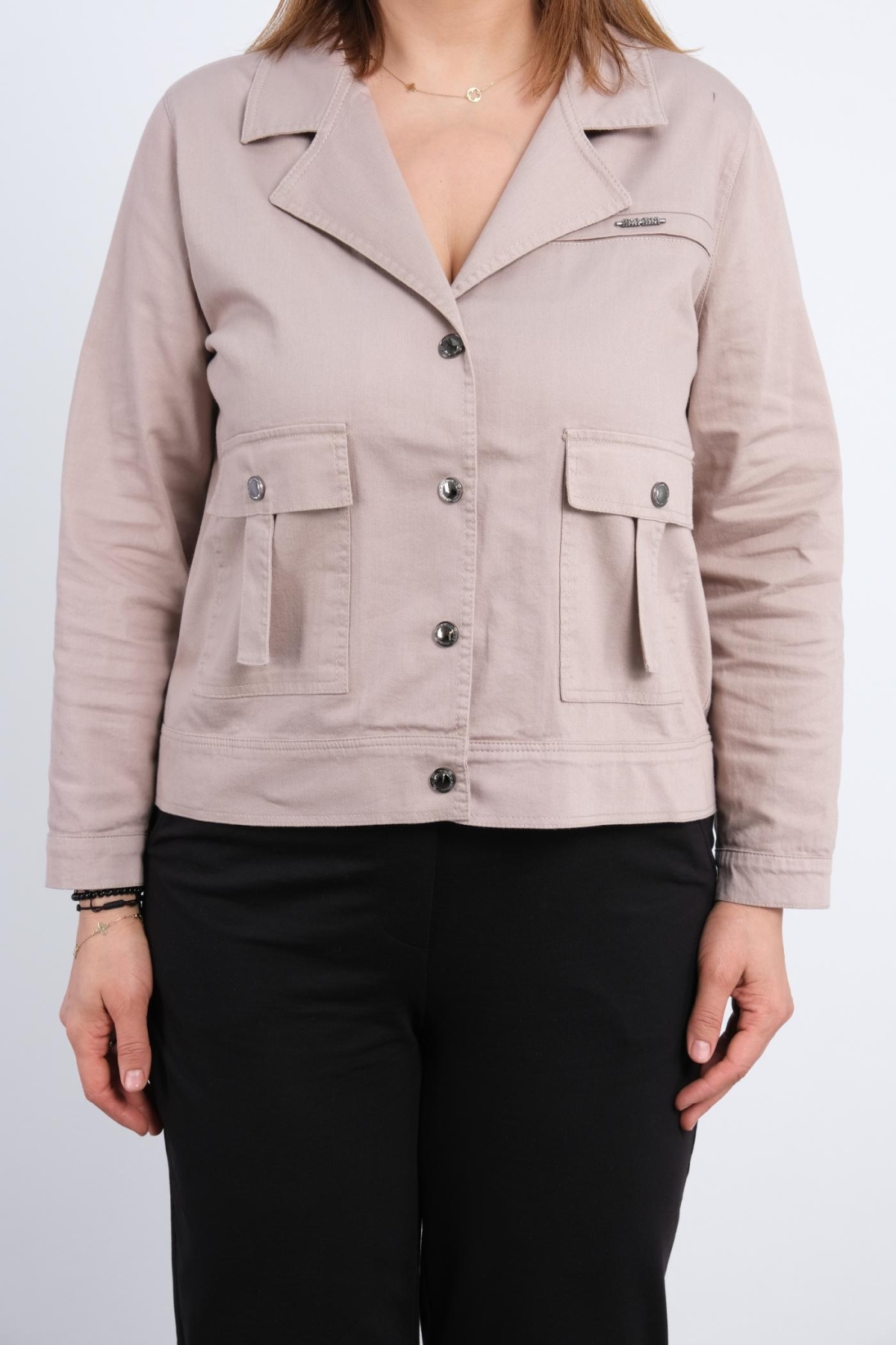 Plus Size Short Sport Jacket-Mink