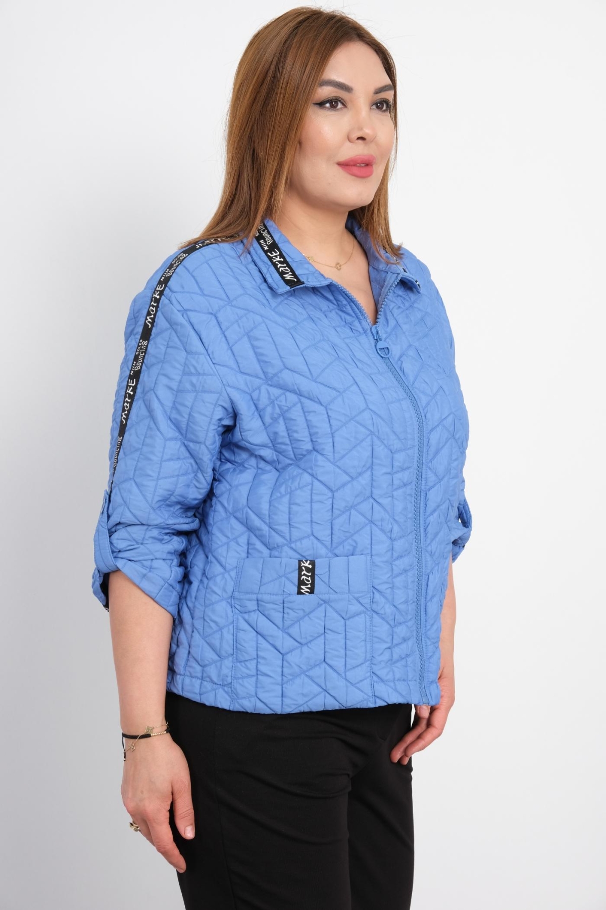 Plus Size Short Sport Jacket-Indigo