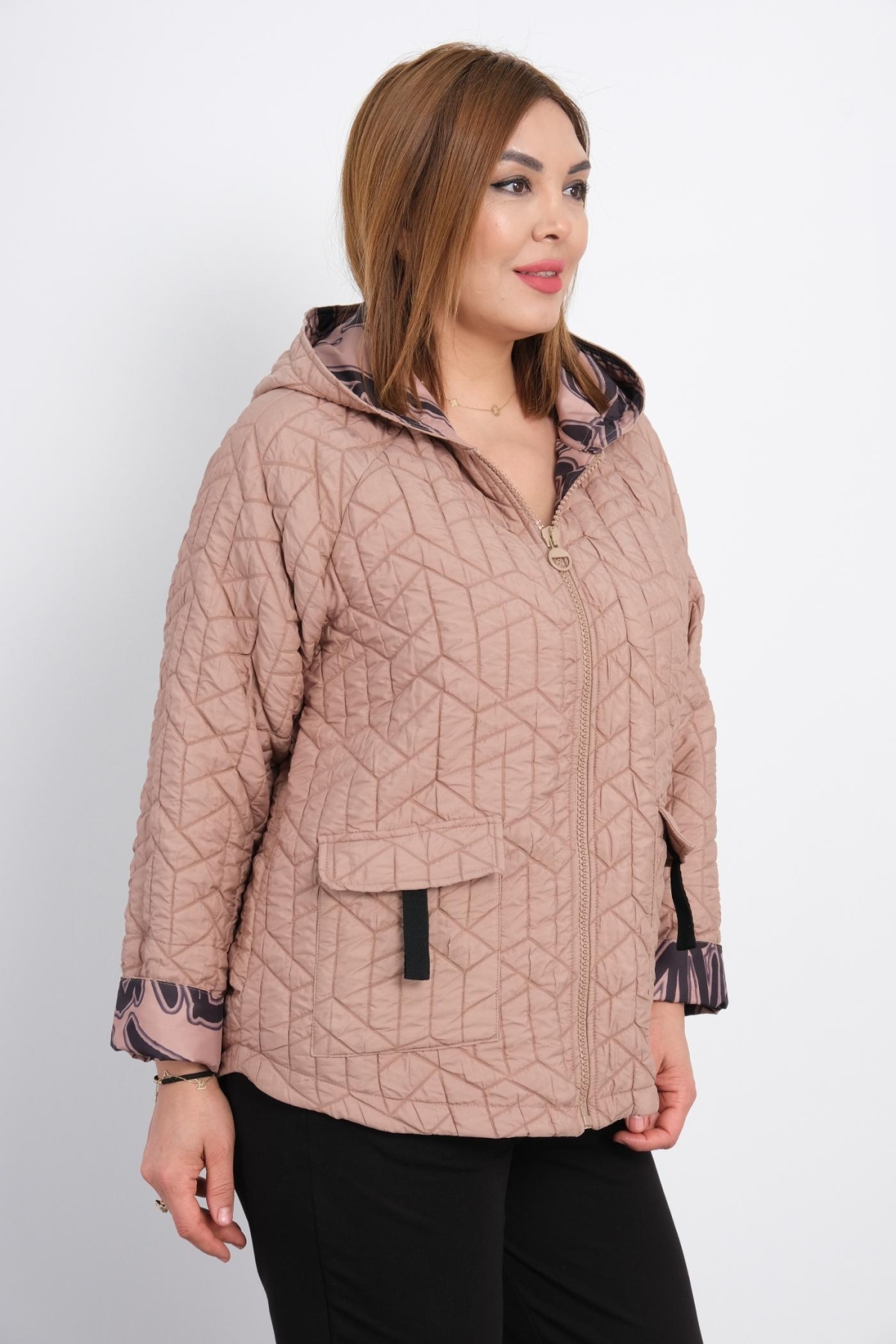 Plus Size Short Sport Jacket-Mink