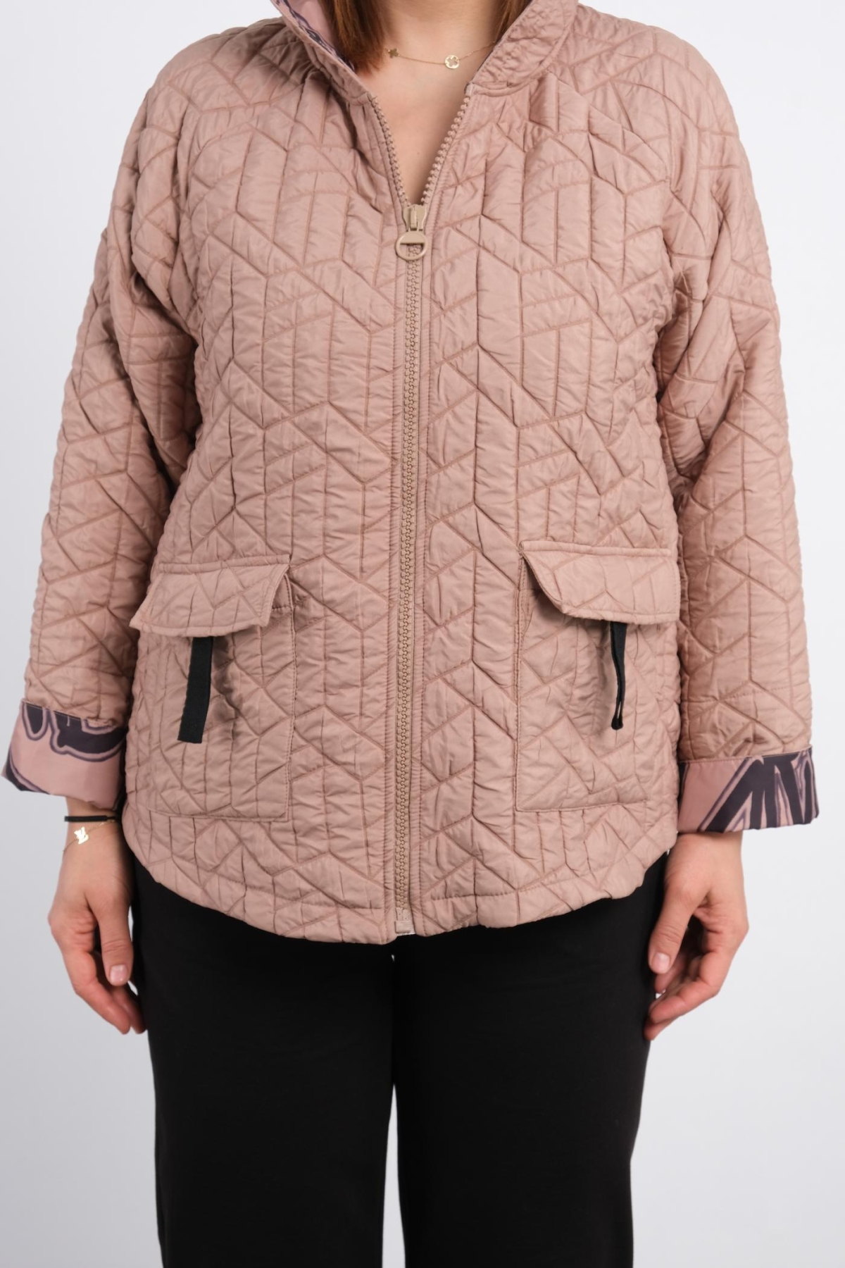 Plus Size Short Sport Jacket-Mink