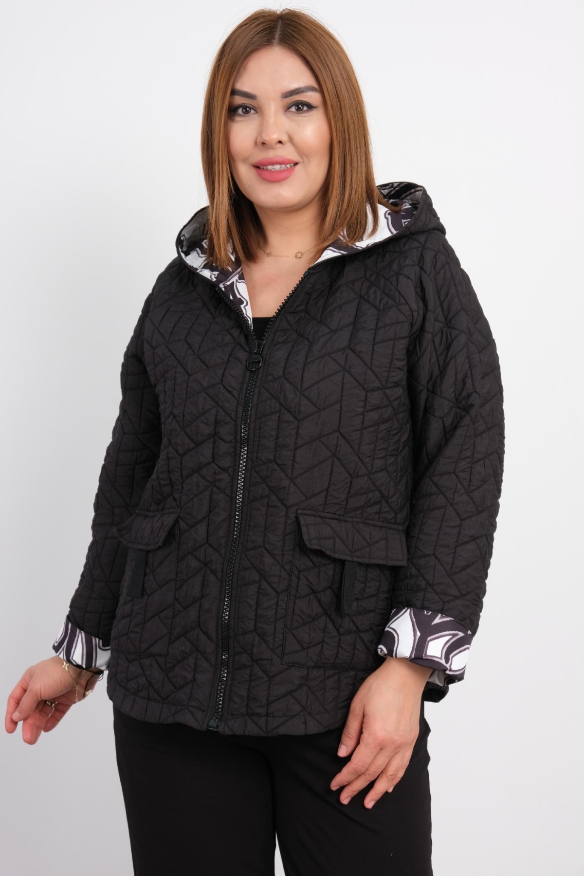 Plus Size Short Sport Jacket-Black