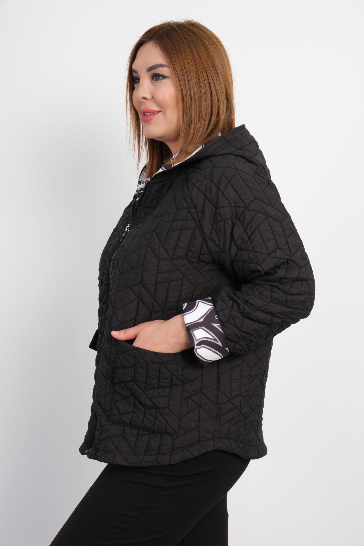 Plus Size Short Sport Jacket-Black