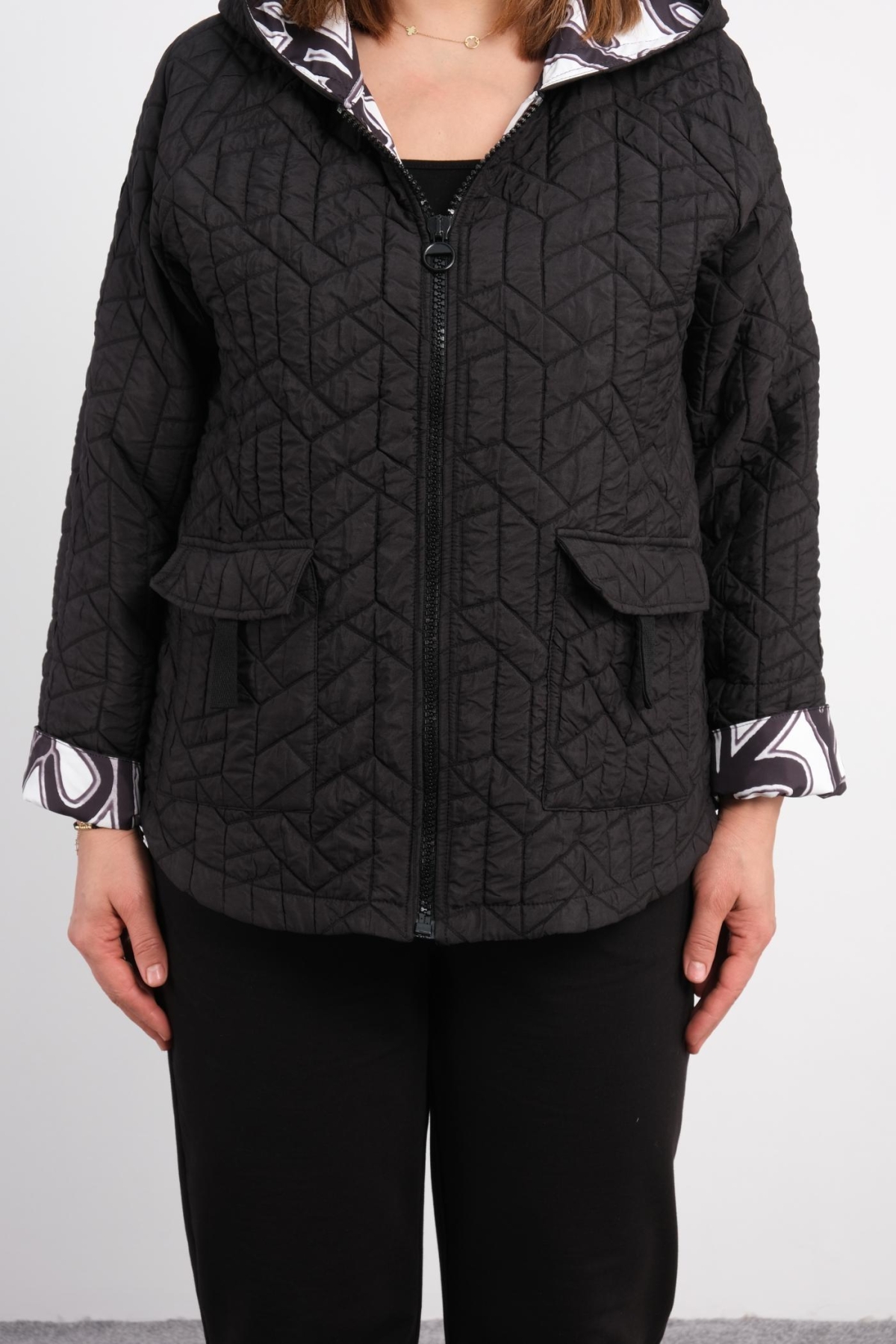 Plus Size Short Sport Jacket-Black