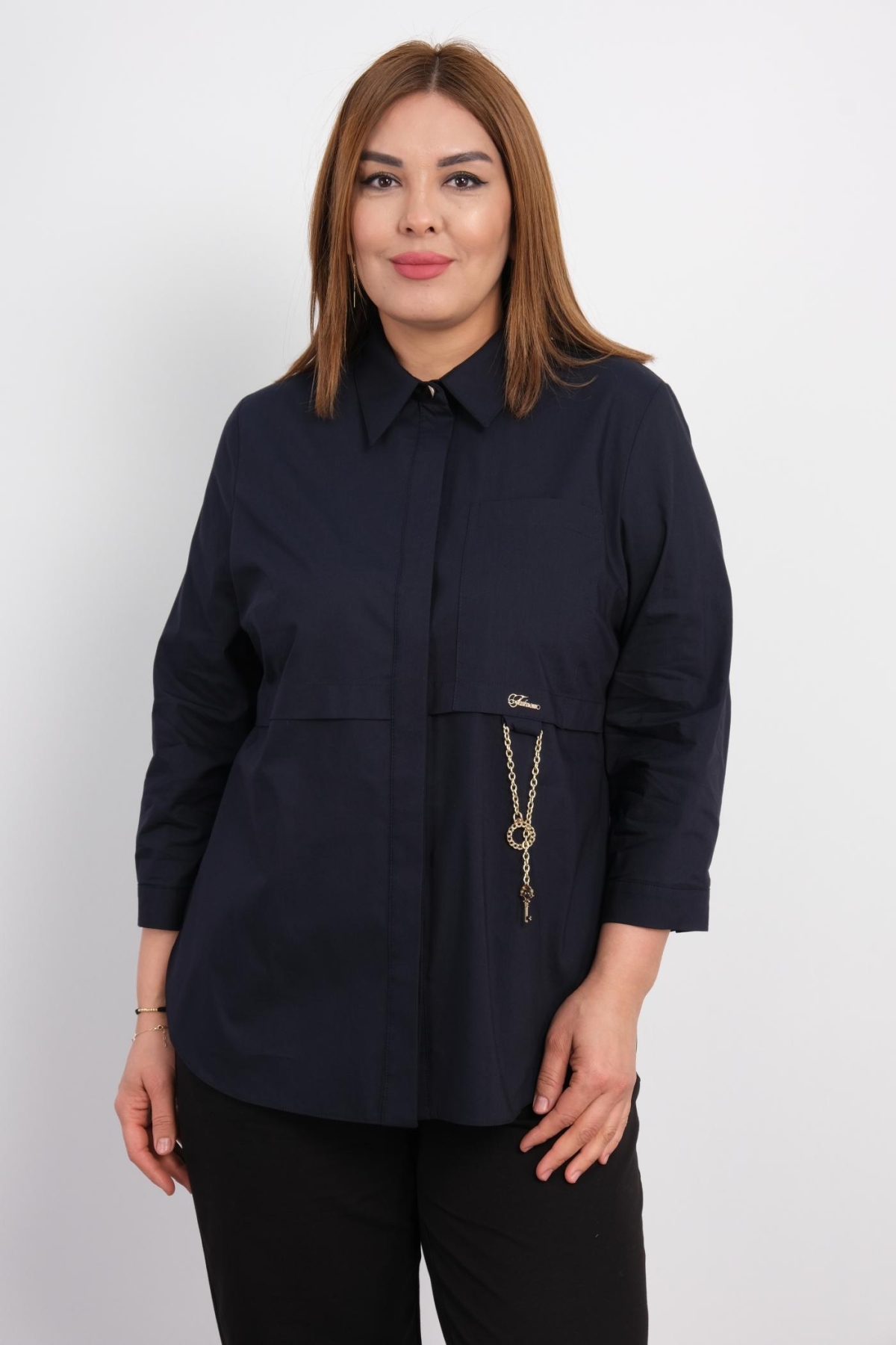 Plus Size Shirt-Dark Blue