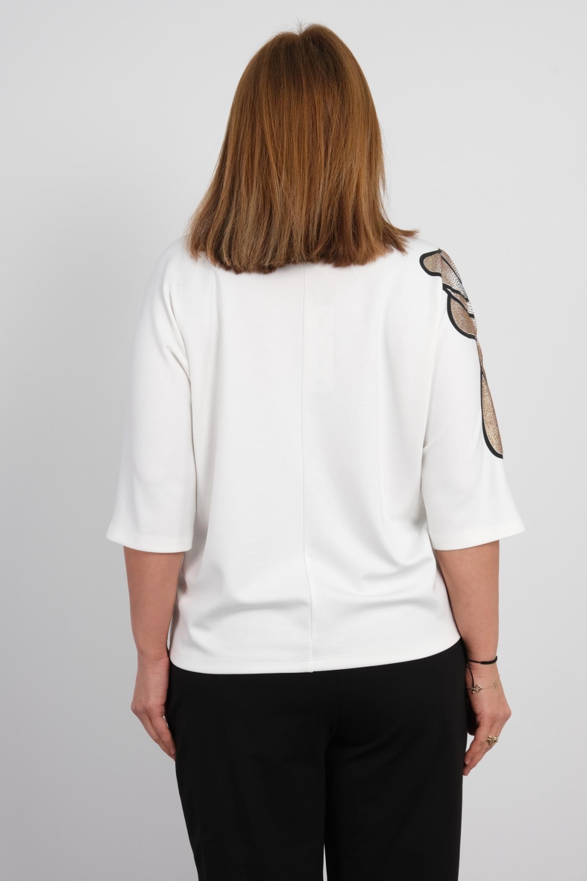 Plus Size Printed Blouse-White