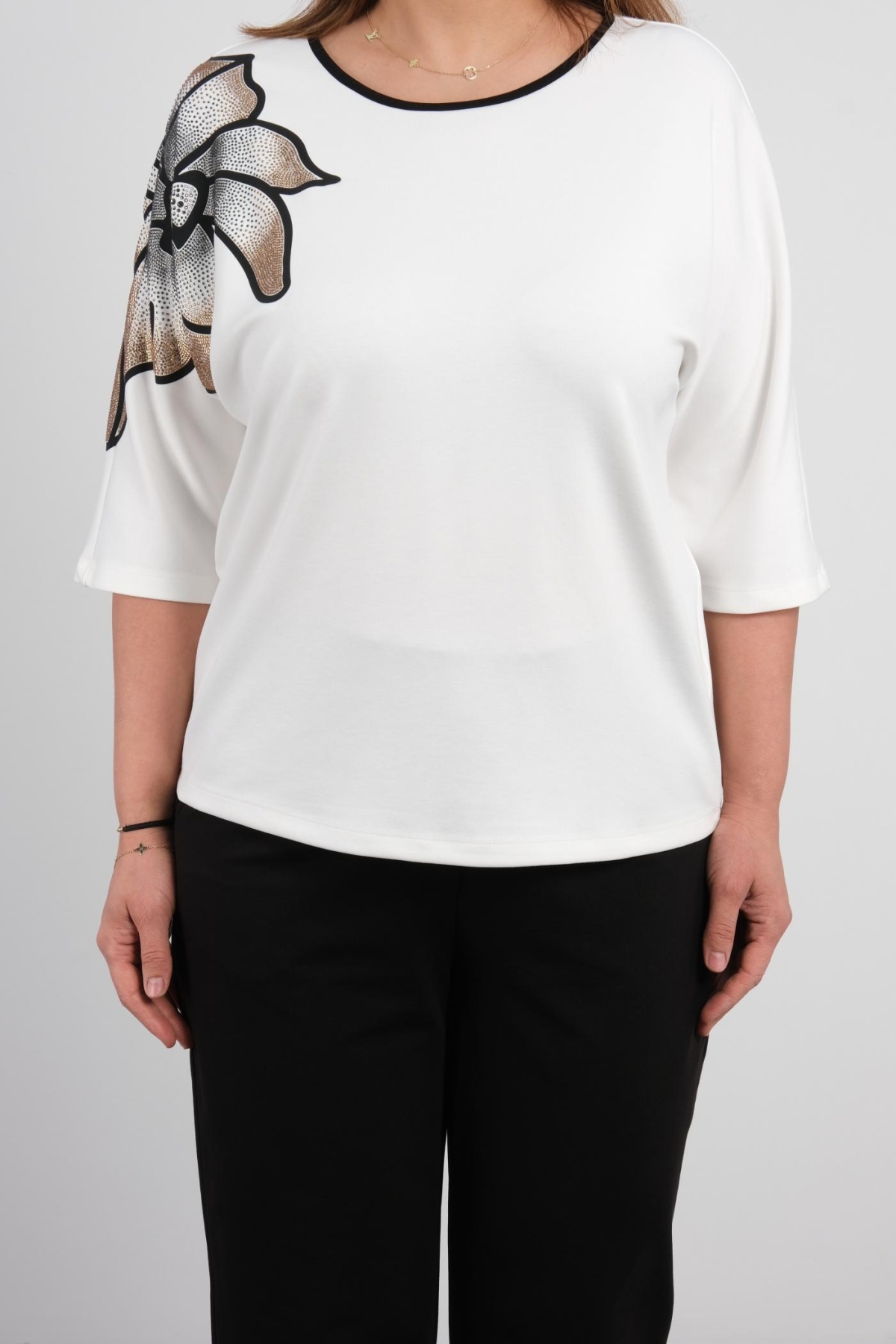 Plus Size Printed Blouse-White