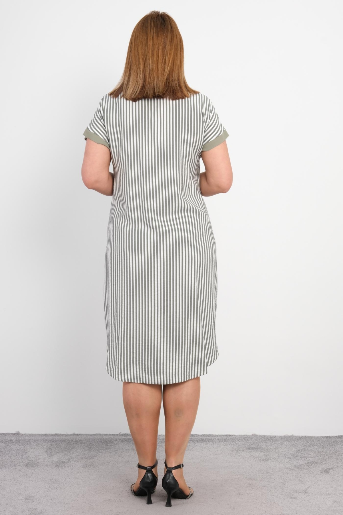 Casual Plus Size Dress-Khaki