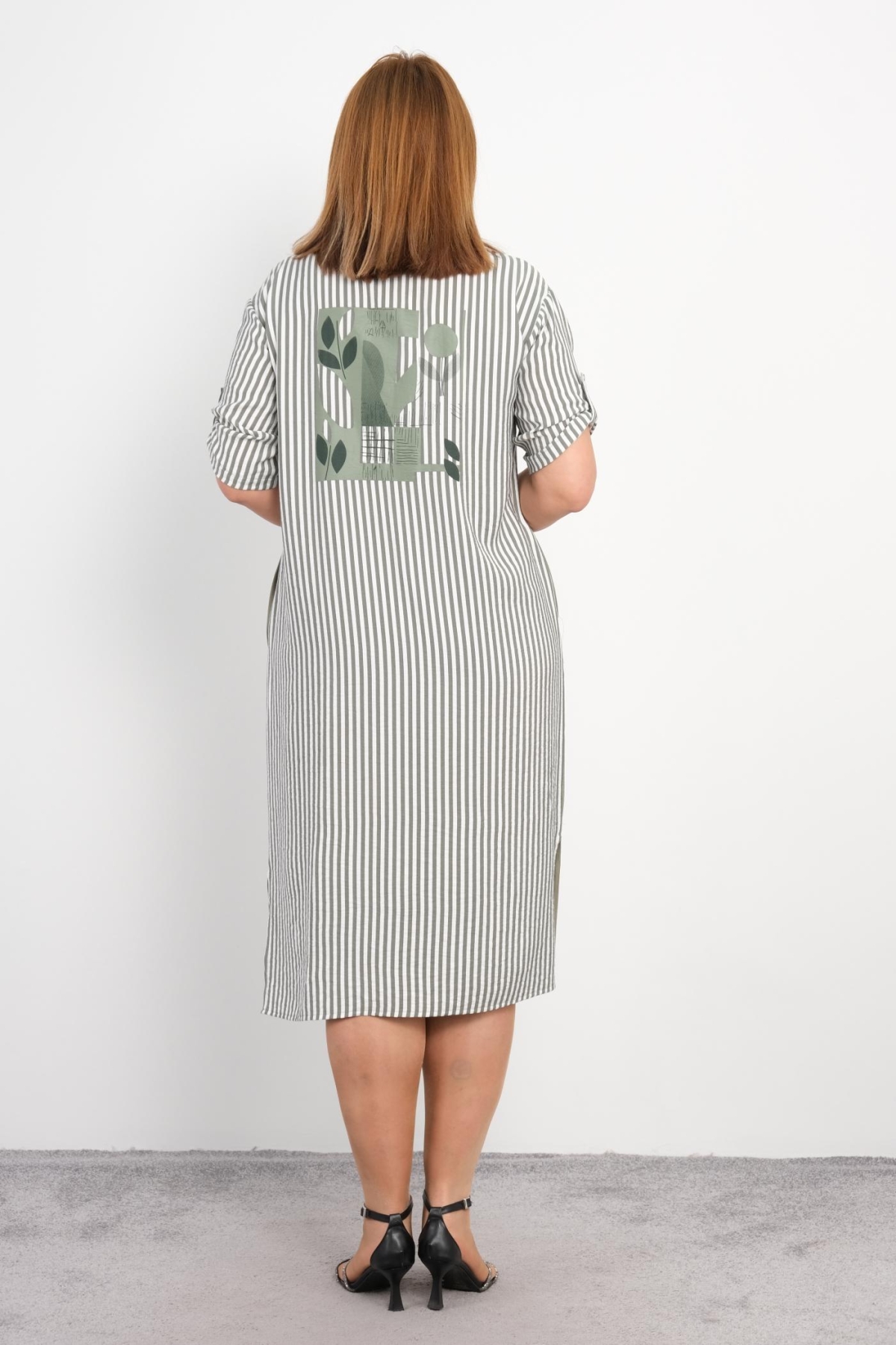 Casual Plus Size Dress-Khaki