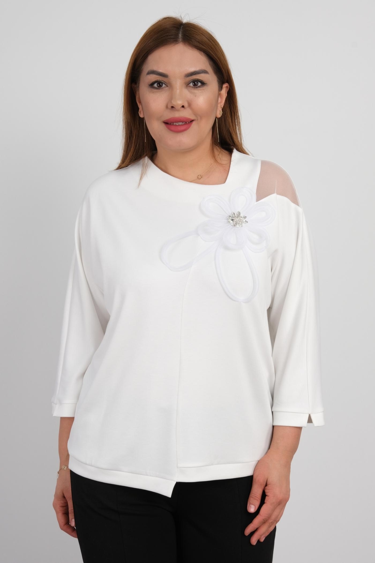 Plus Size Classic Blouse-White