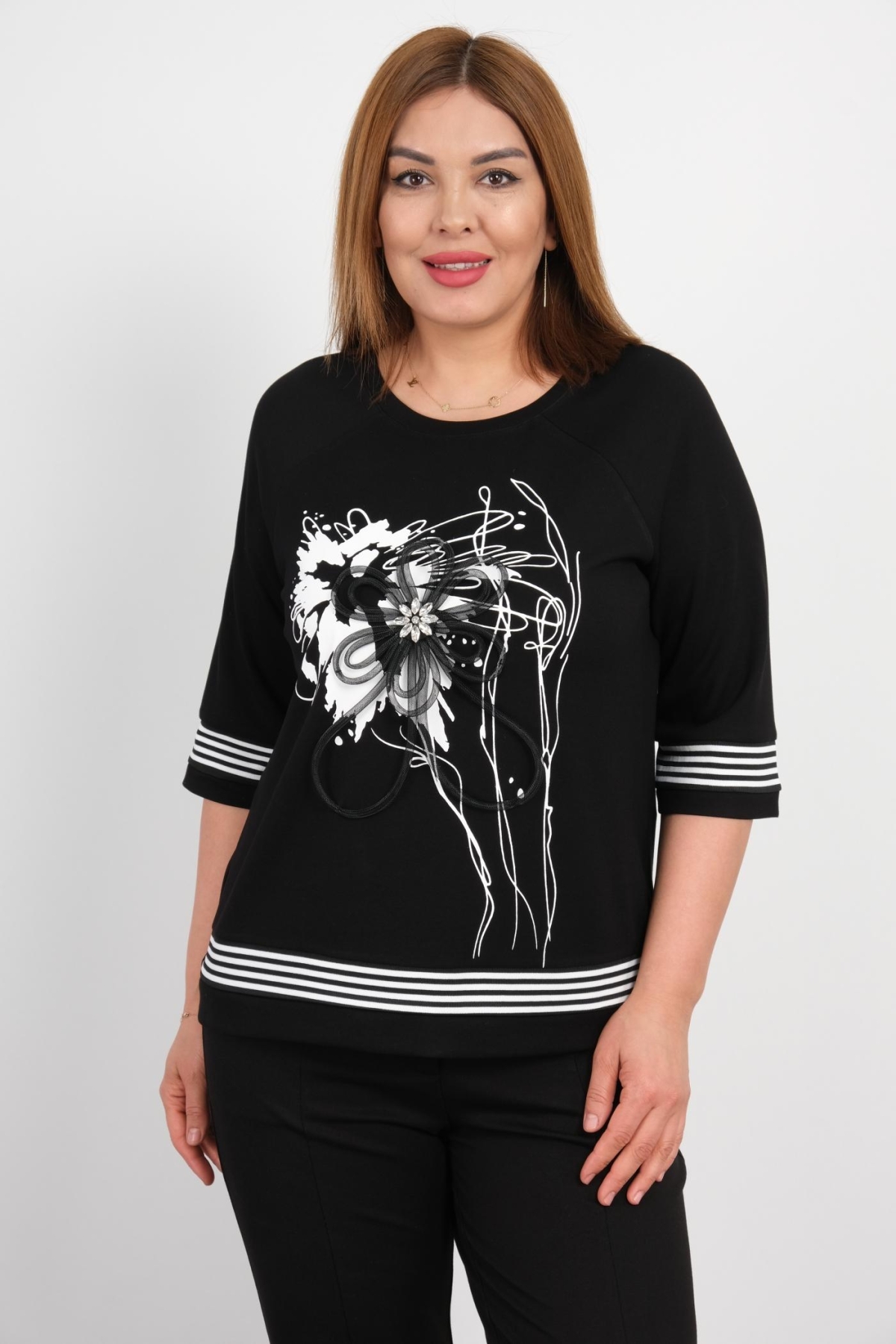 Plus Size Classic Blouse-Black