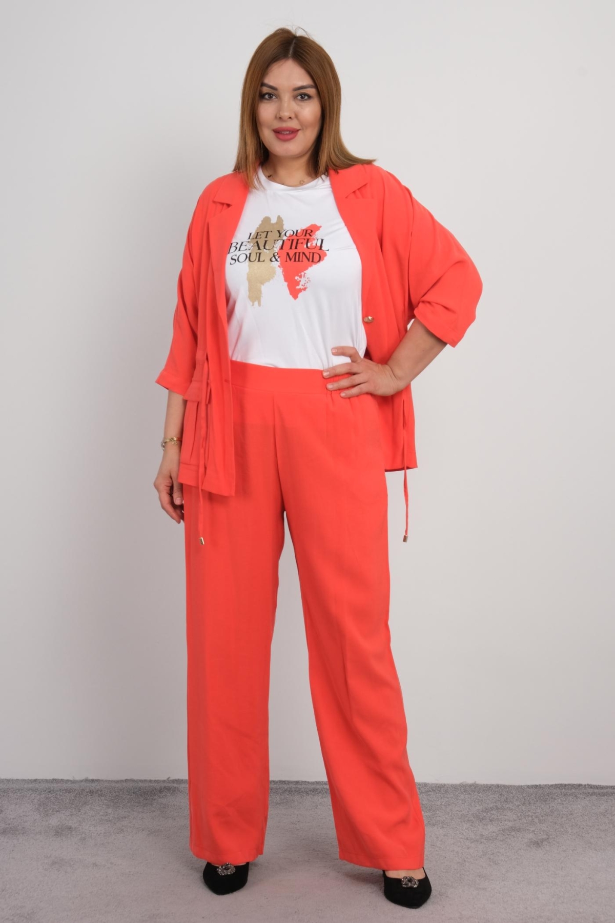 Plus Size Three-Piece Set-Red