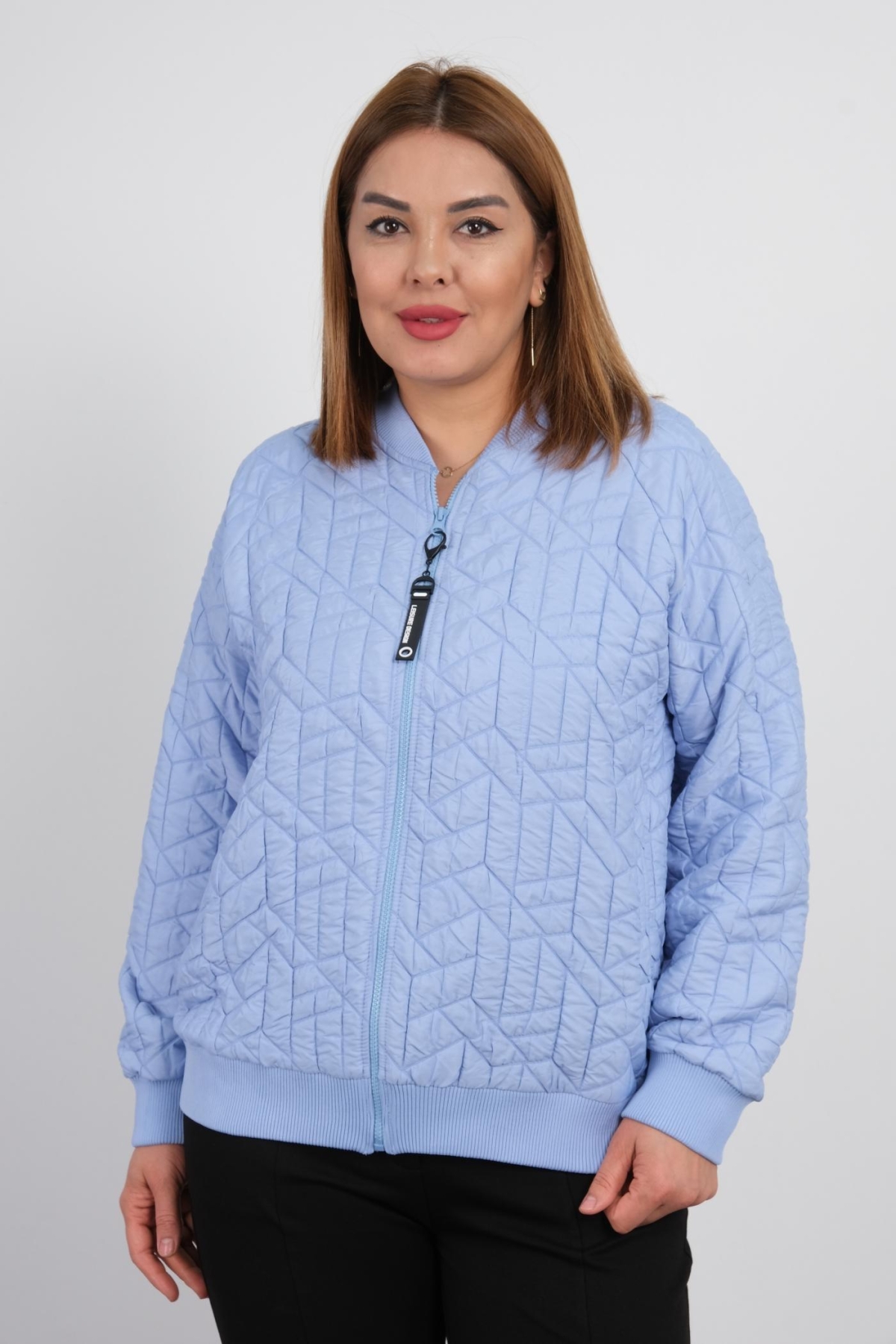 Plus Size Short Sport Jacket-Blue