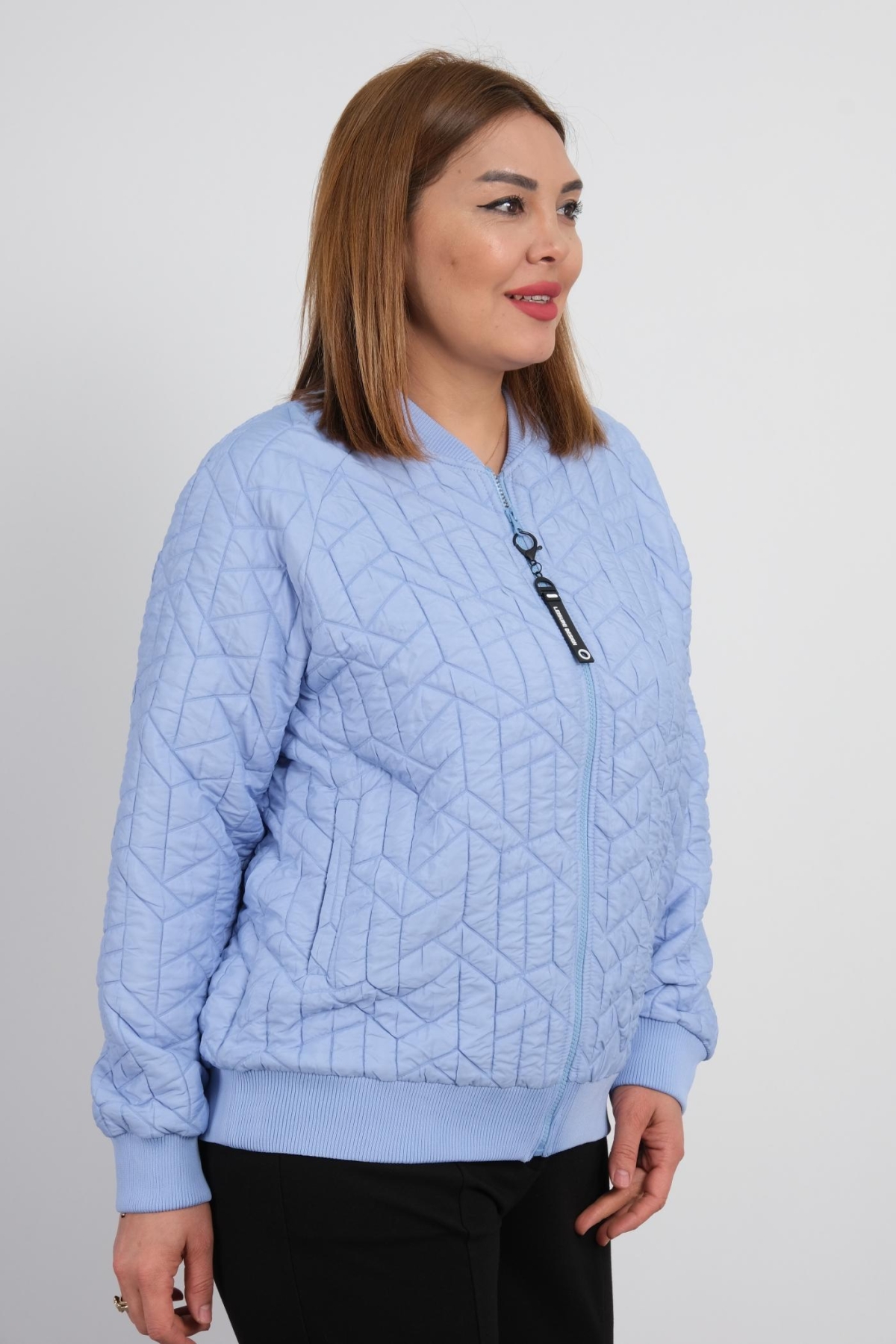 Plus Size Short Sport Jacket-Blue