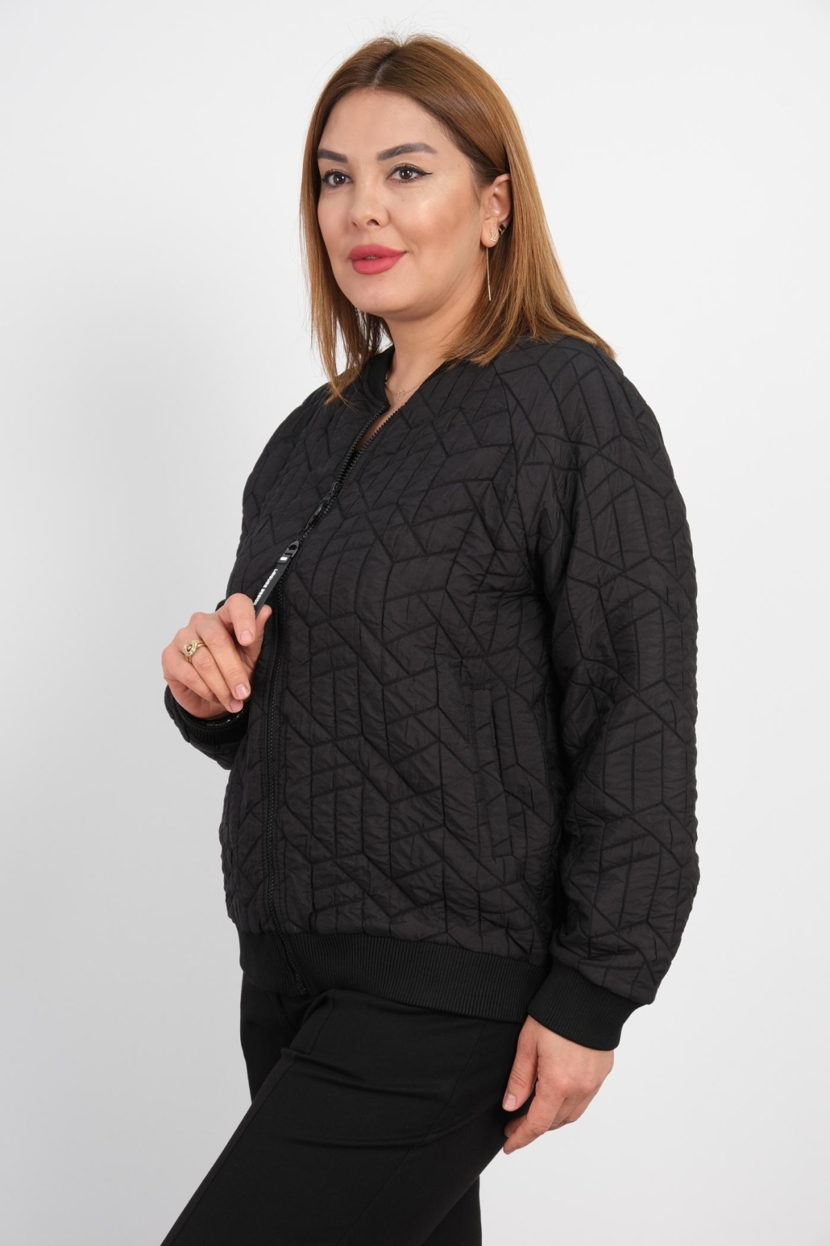 Plus Size Short Sport Jacket-Black