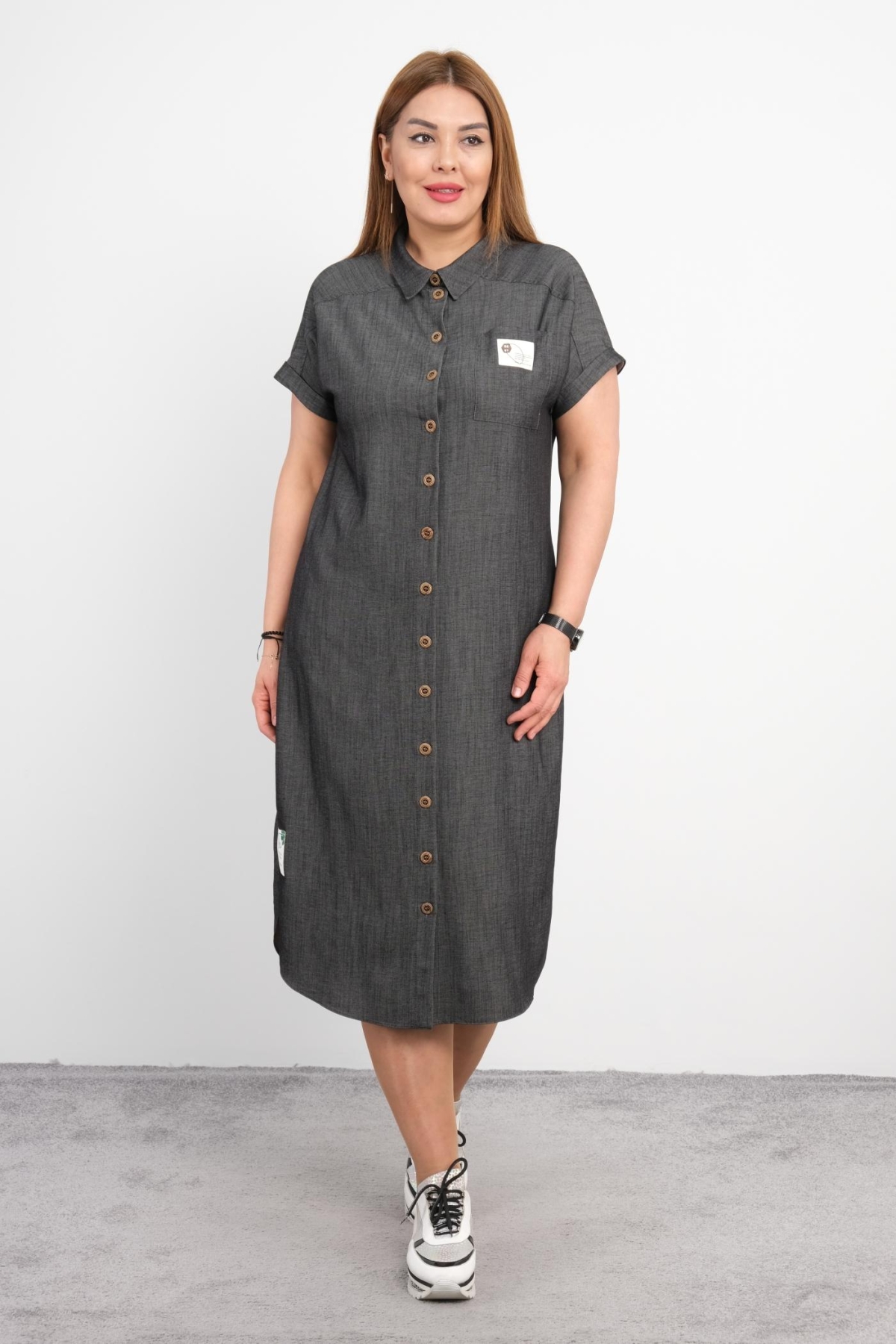 Casual Plus Size Dress-Black