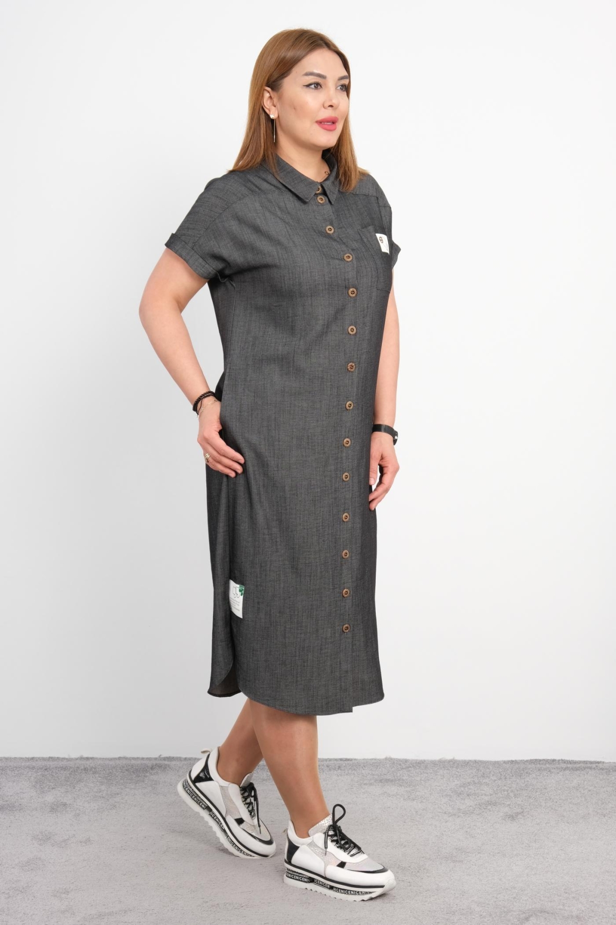 Casual Plus Size Dress-Black