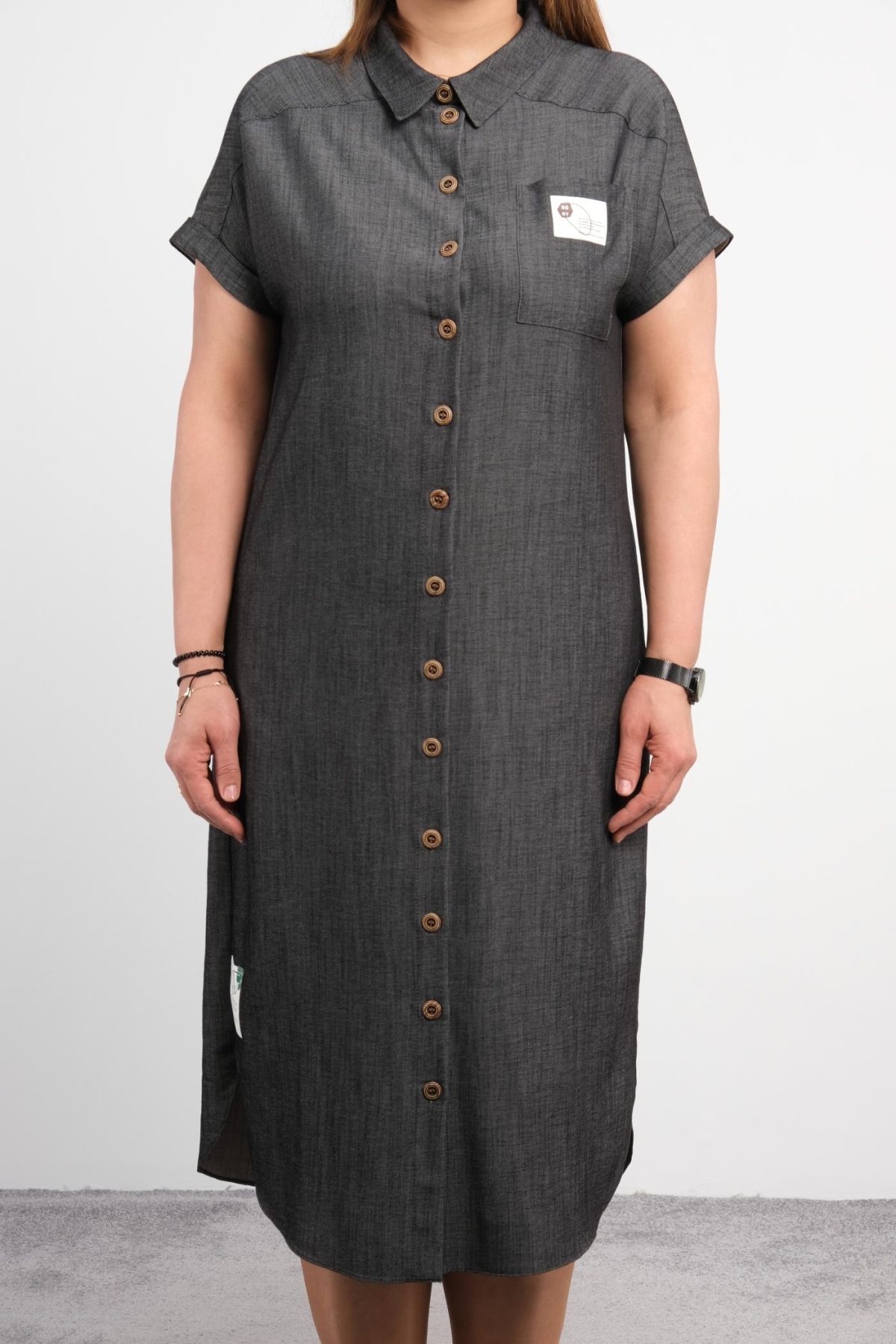 Casual Plus Size Dress-Black