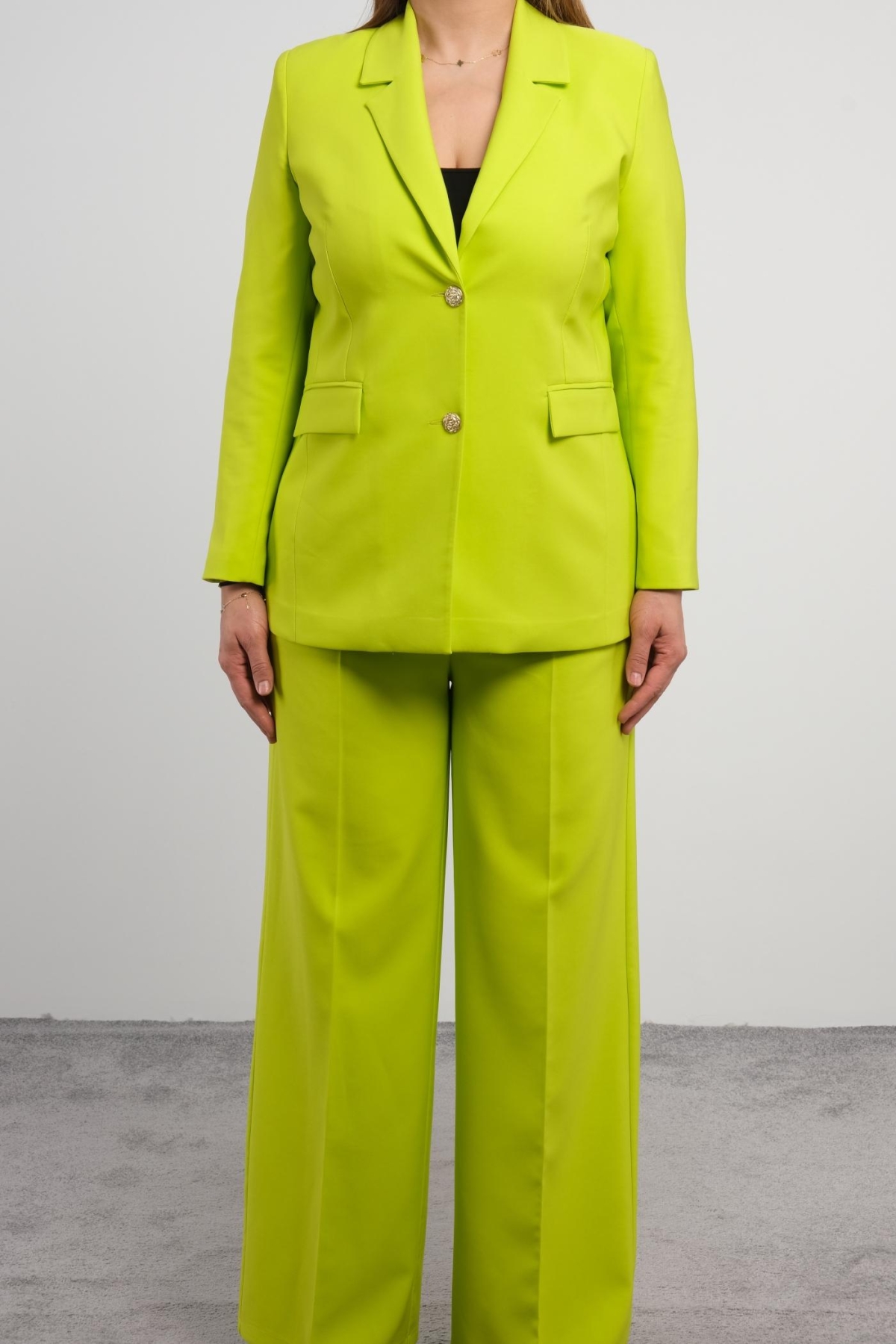 Plus Size Jacket and Pants Set-Green