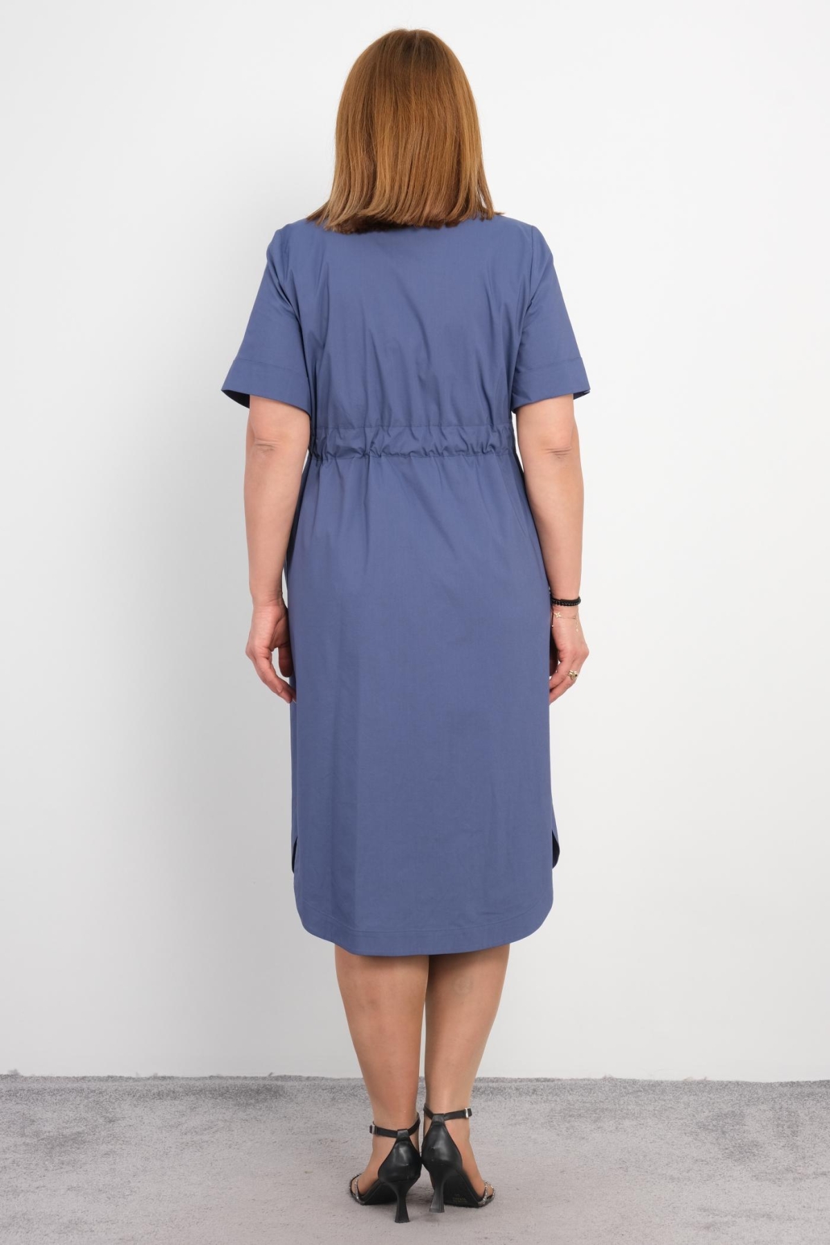 Plus Size Long Dress-Indigo