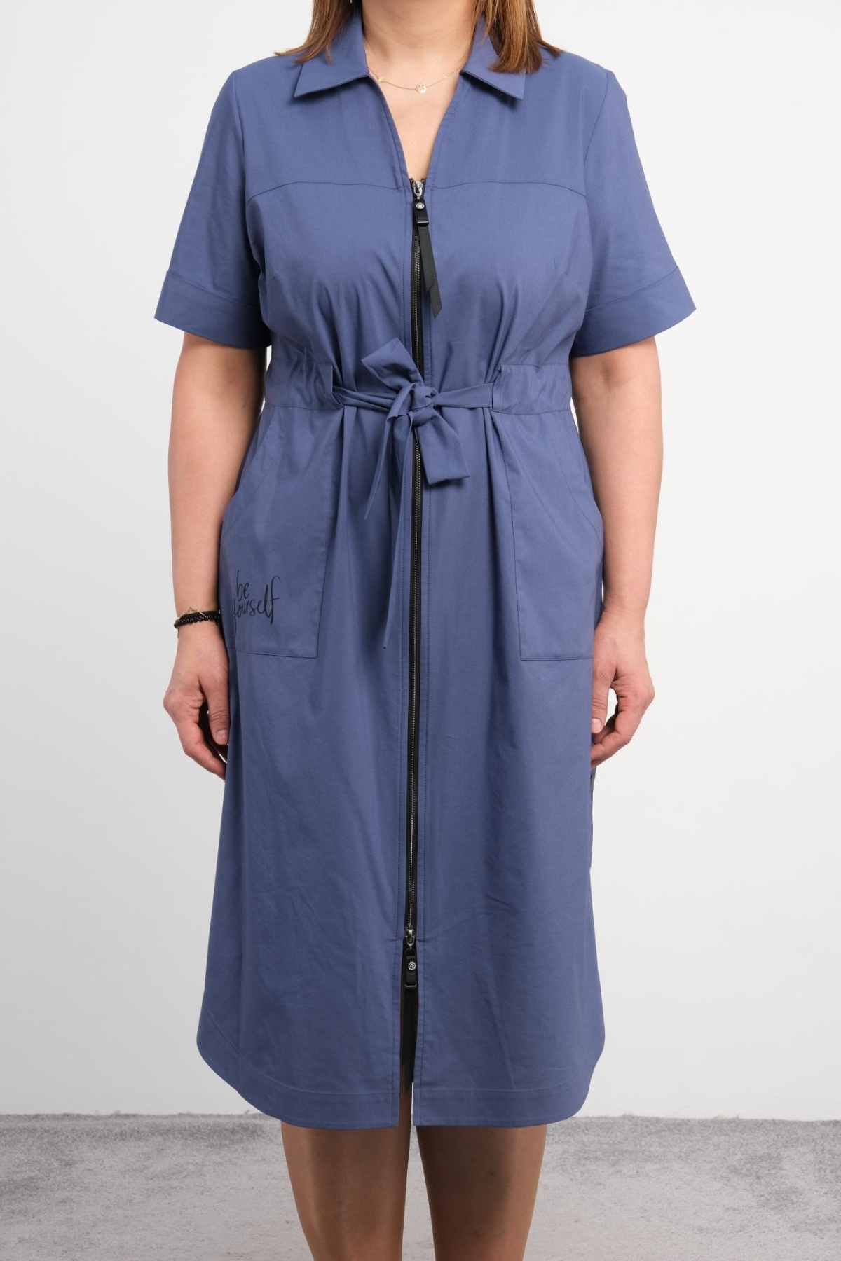 Plus Size Long Dress-Indigo