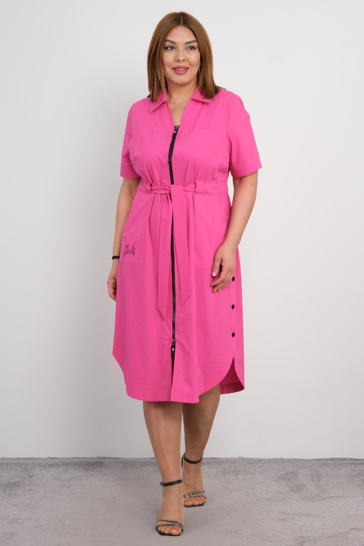 Plus Size Long Dress-Fuchsia