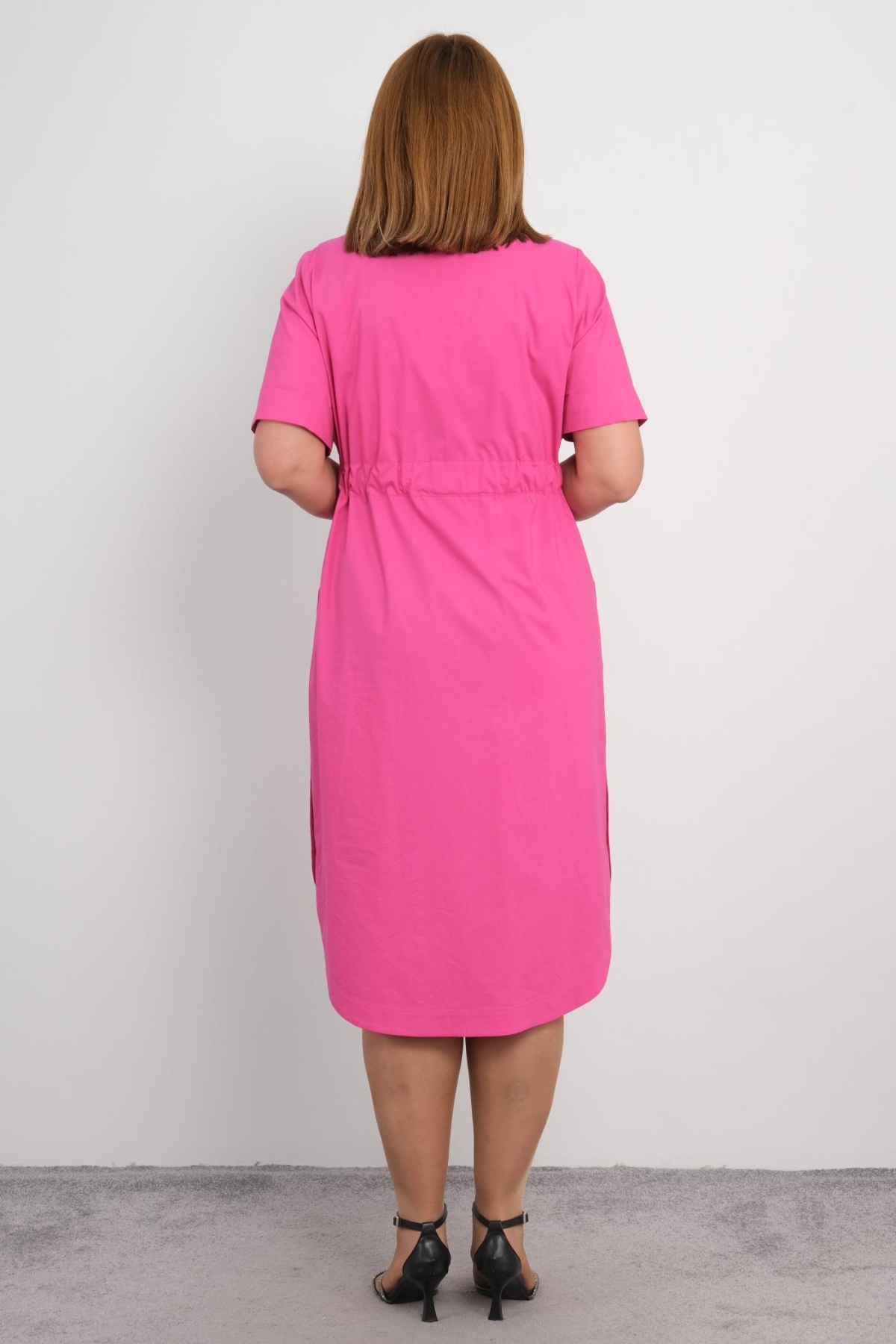 Plus Size Long Dress-Fuchsia