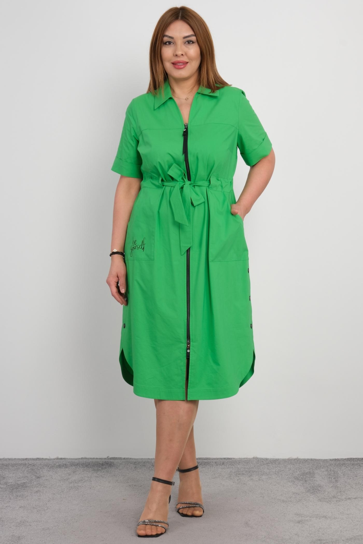 Plus Size Long Dress-Green