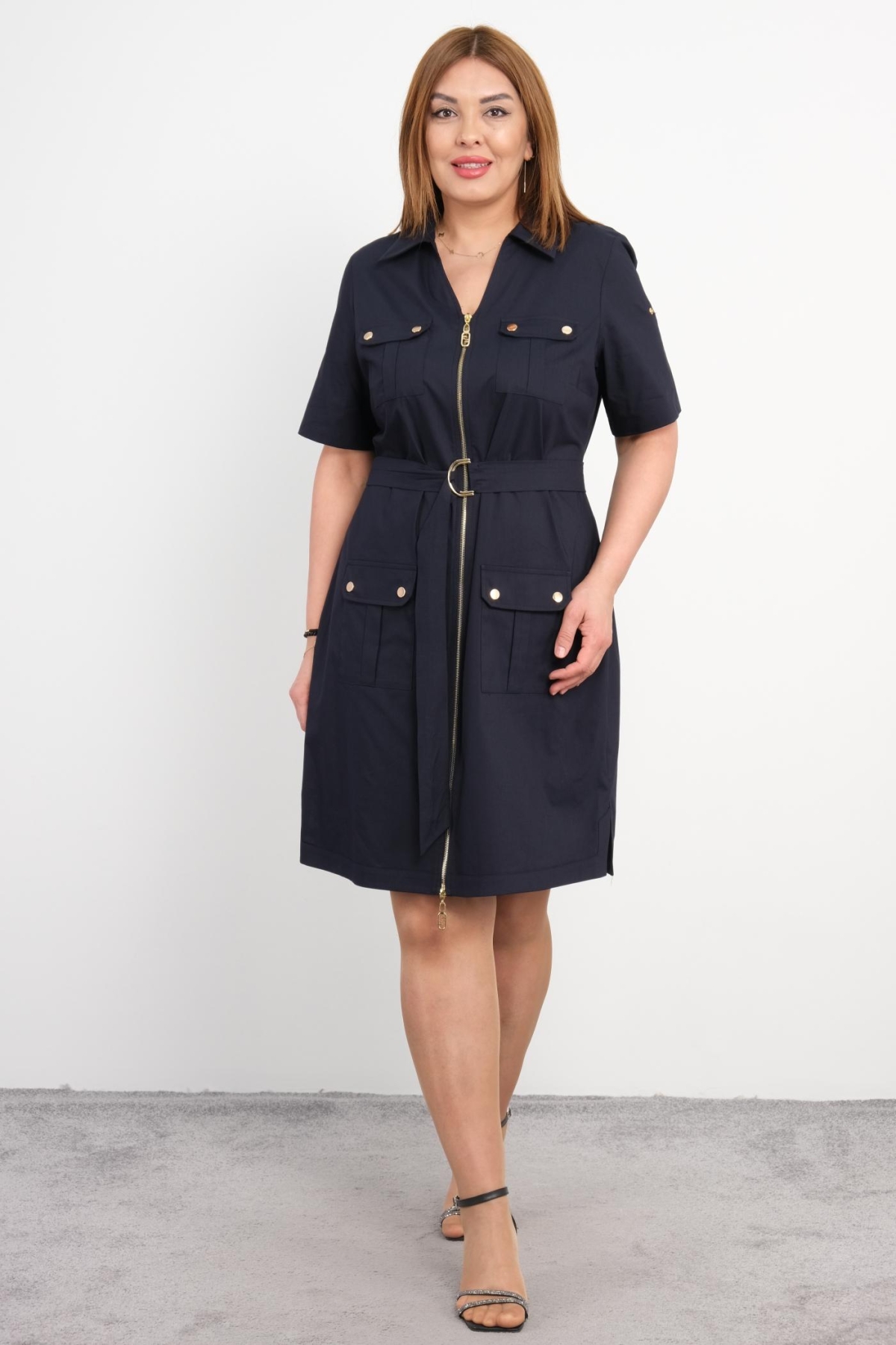 Plus Size Dress-Dark Blue