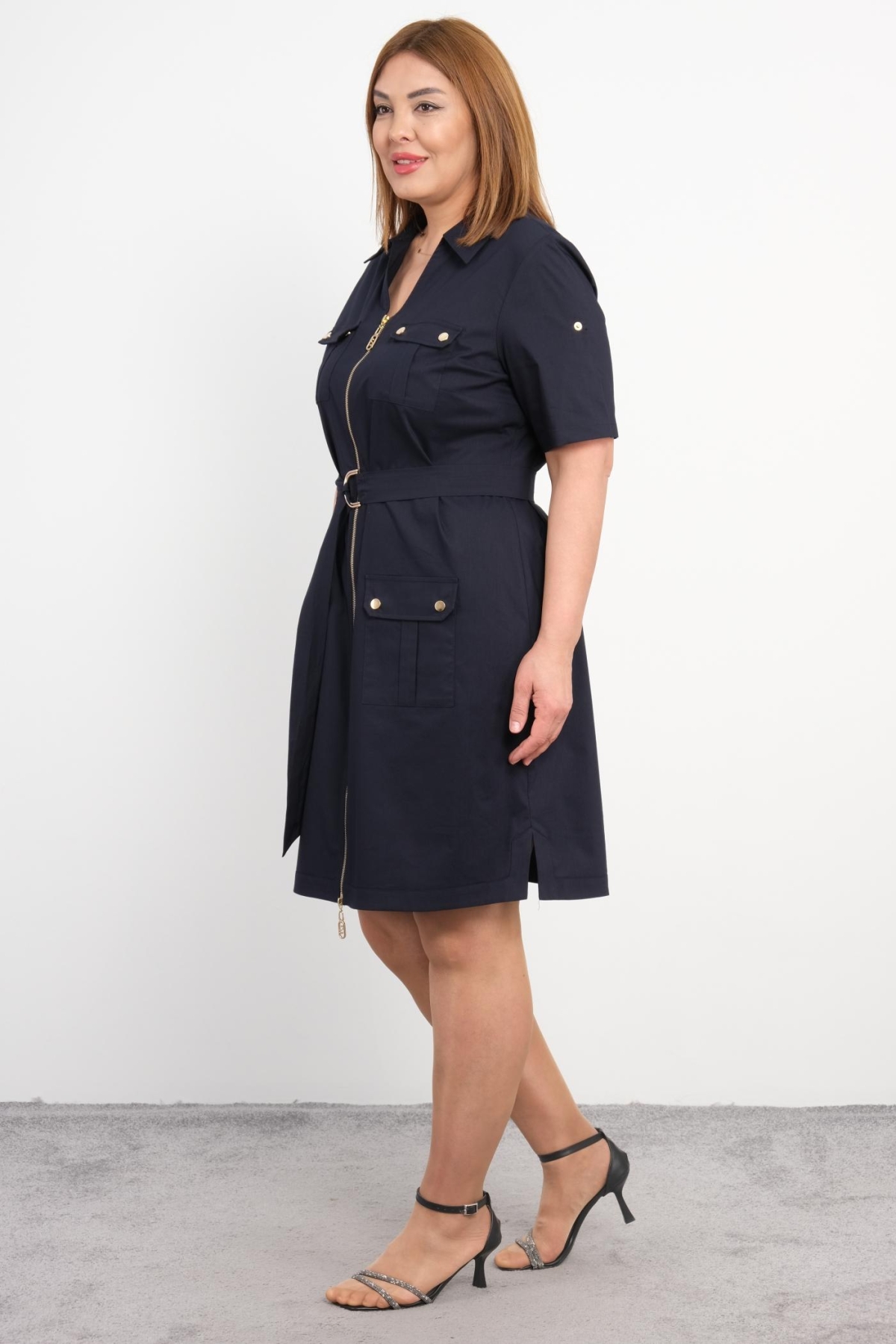 Plus Size Dress-Dark Blue