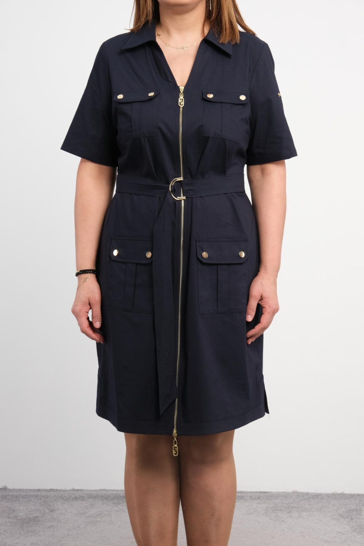 Plus Size Dress-Dark Blue