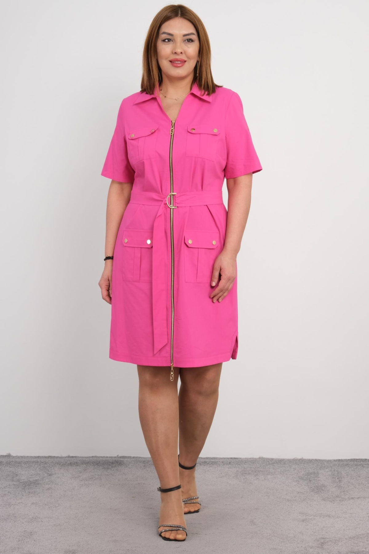 Plus Size Dress-Fuchsia