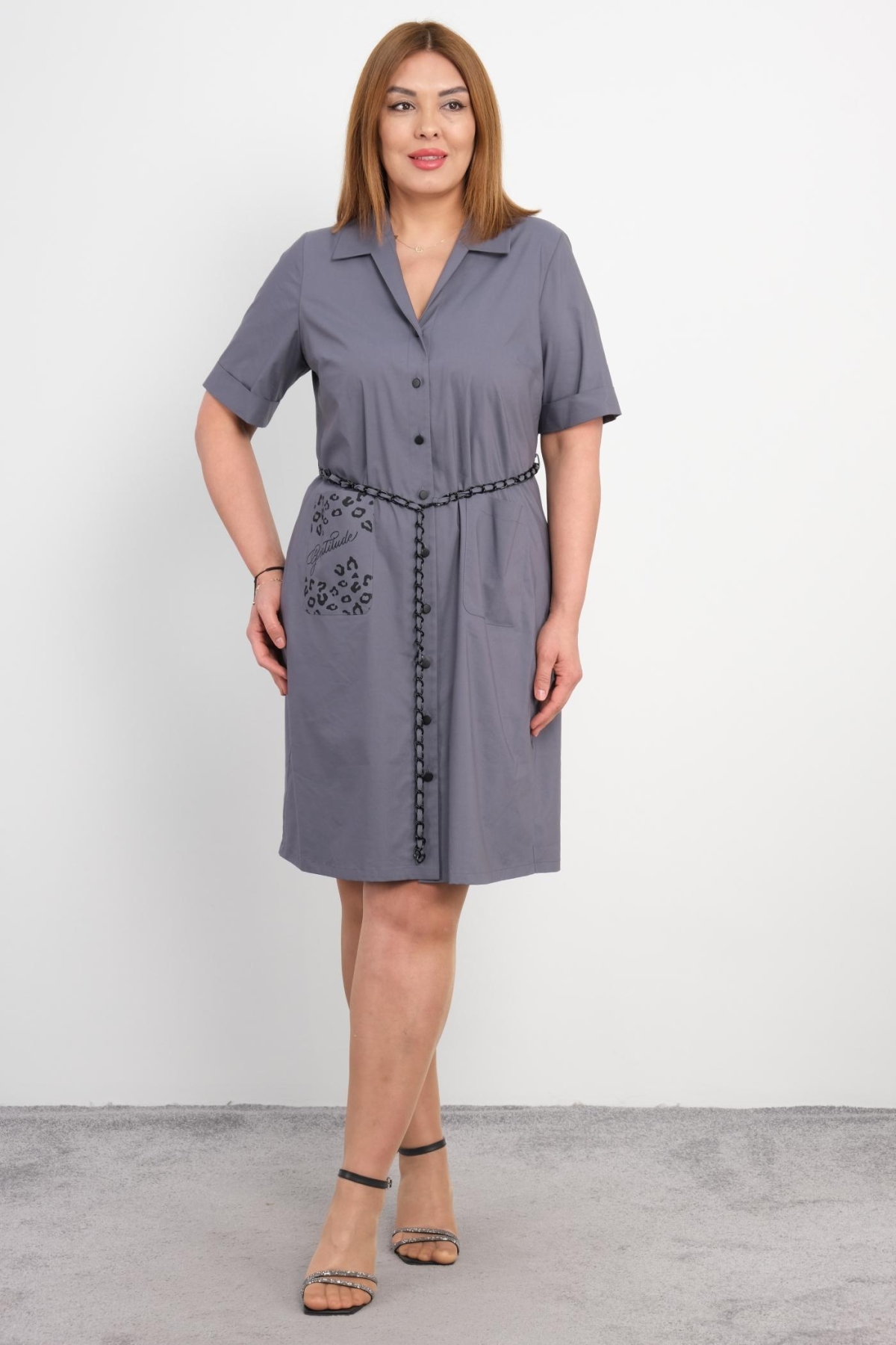 Plus Size Dress-Grey