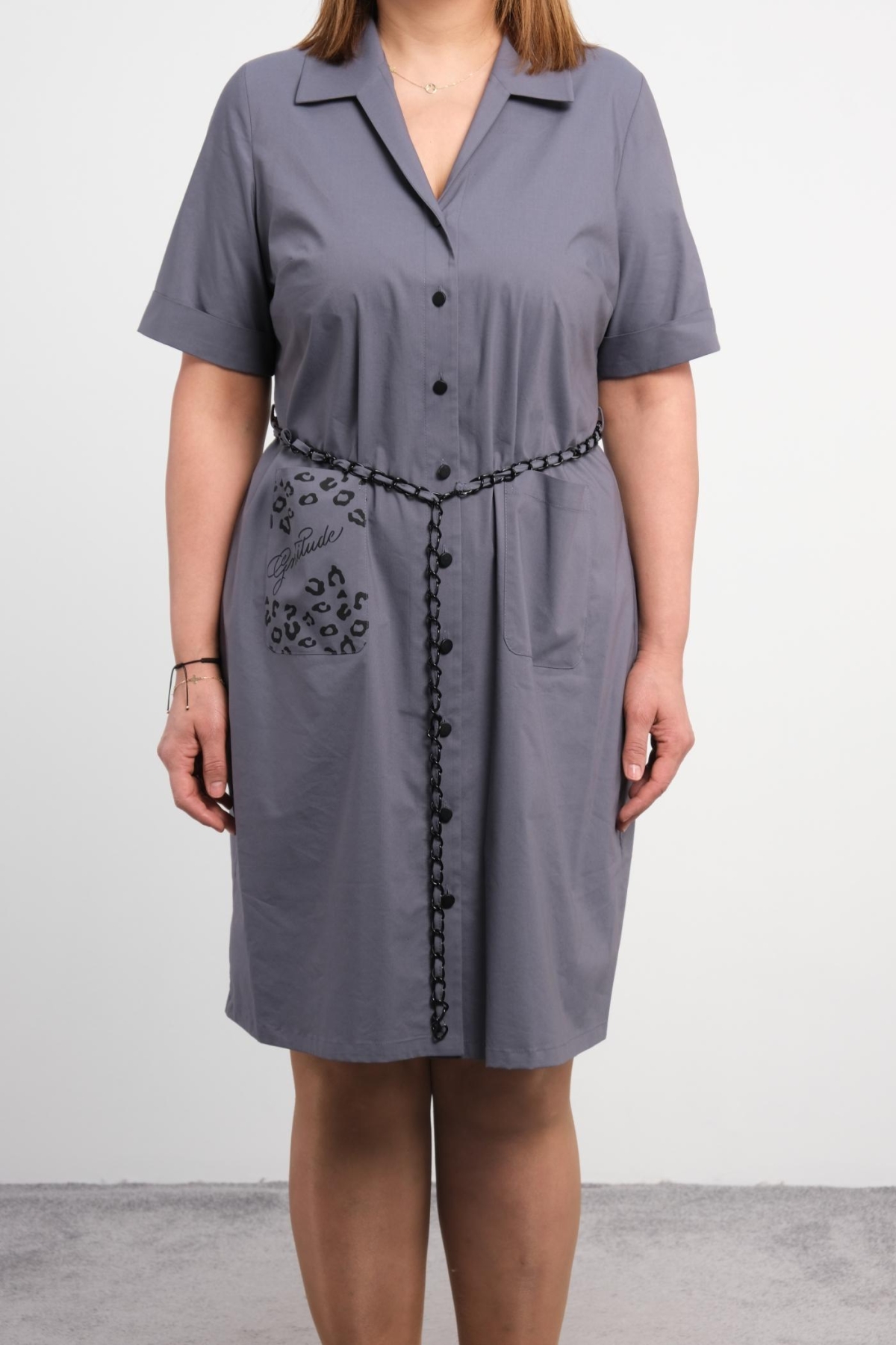 Plus Size Dress-Grey