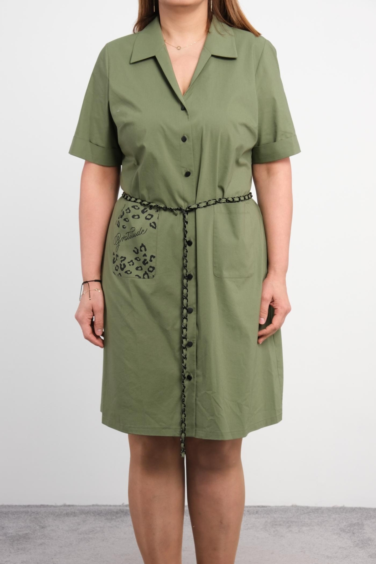 Plus Size Dress-Khaki