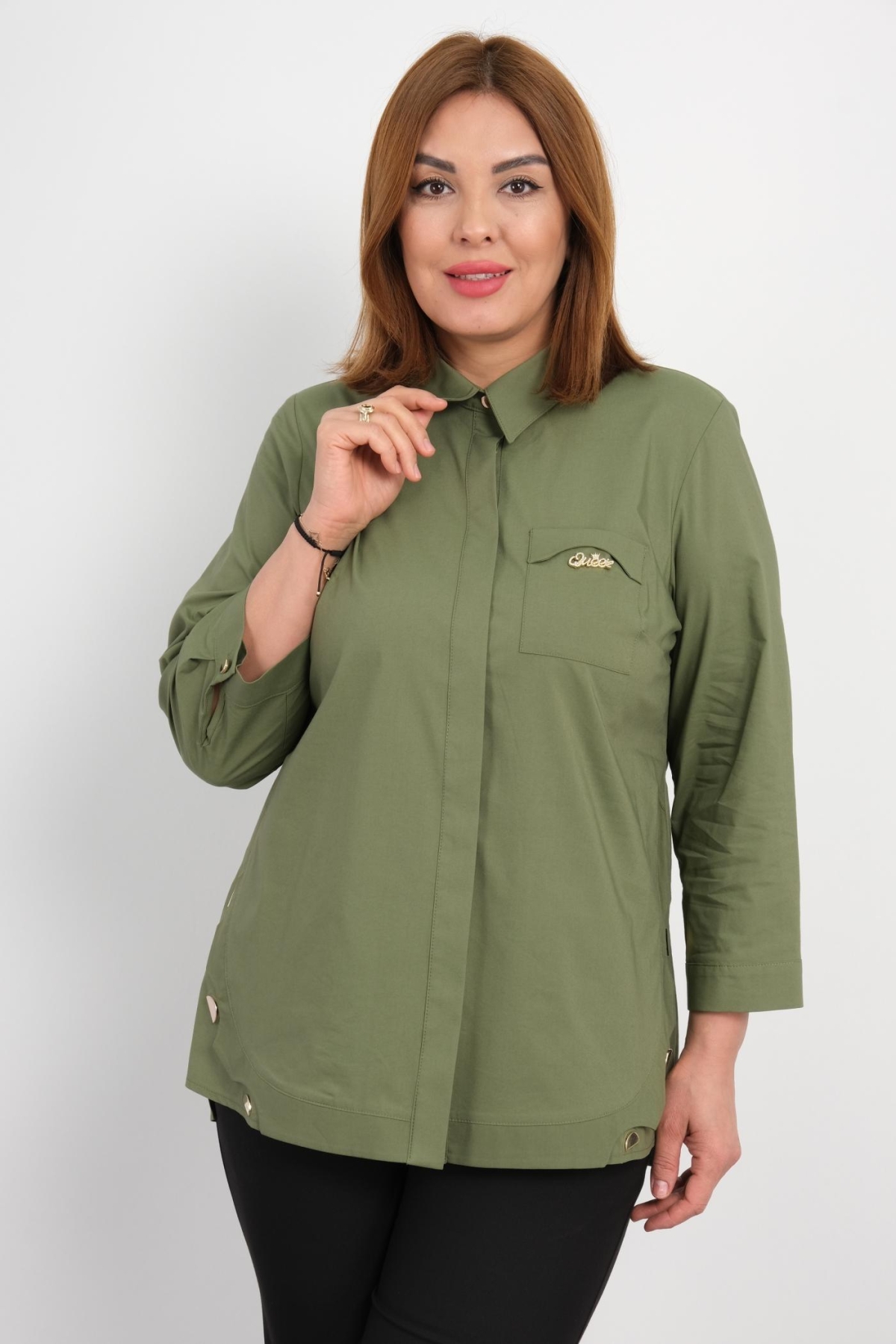 Super Plus Size Shirt-Khaki