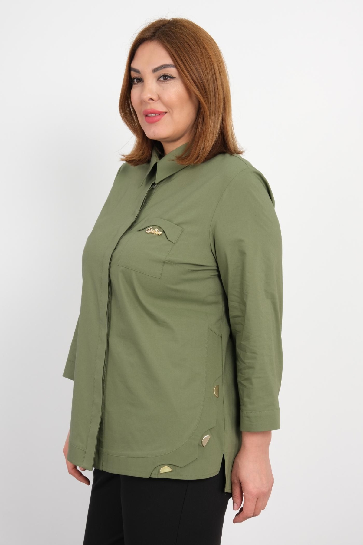 Super Plus Size Shirt-Khaki